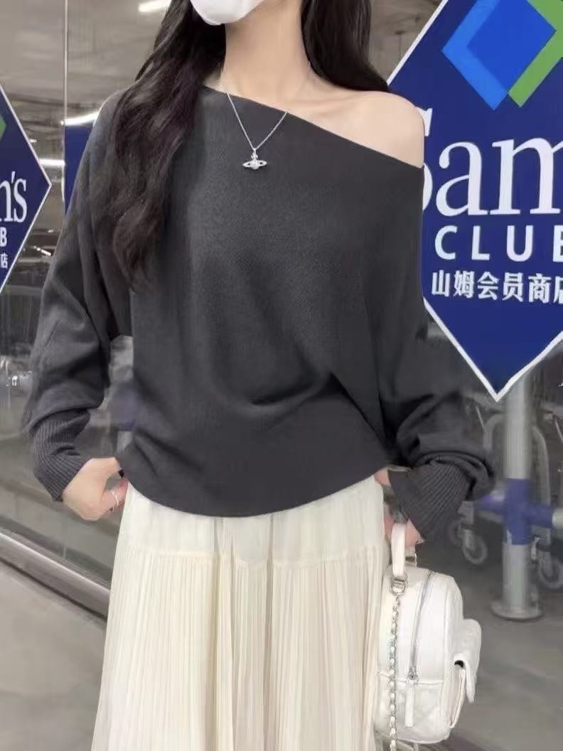 松弛感宽长袖针织Top