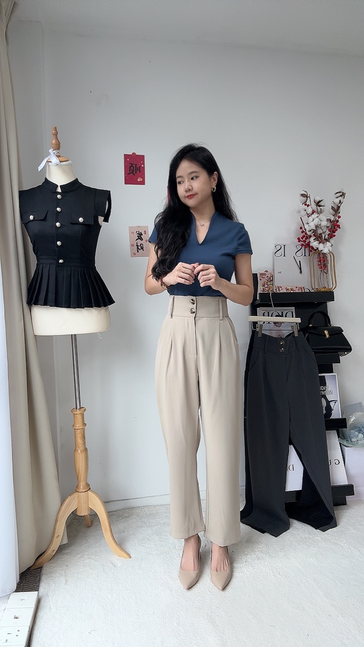 塑胶弹超高腰显瘦长裤
