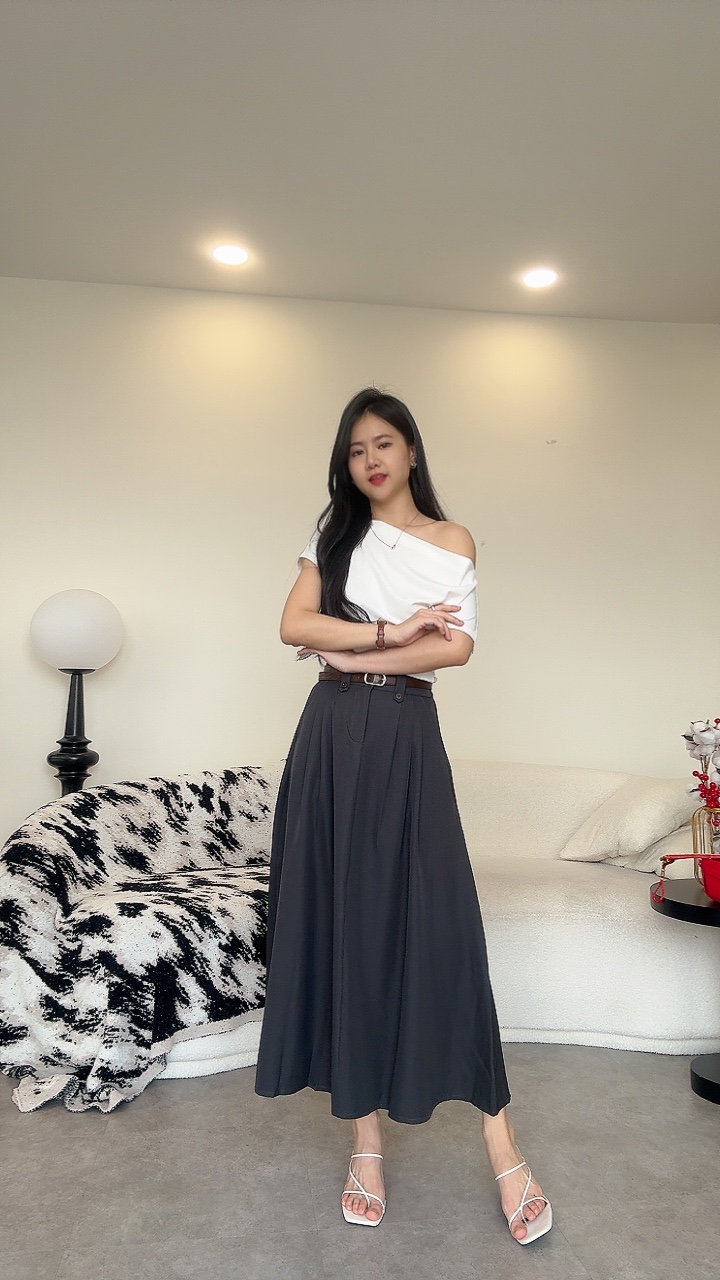 NEW复古皮带三折长裙