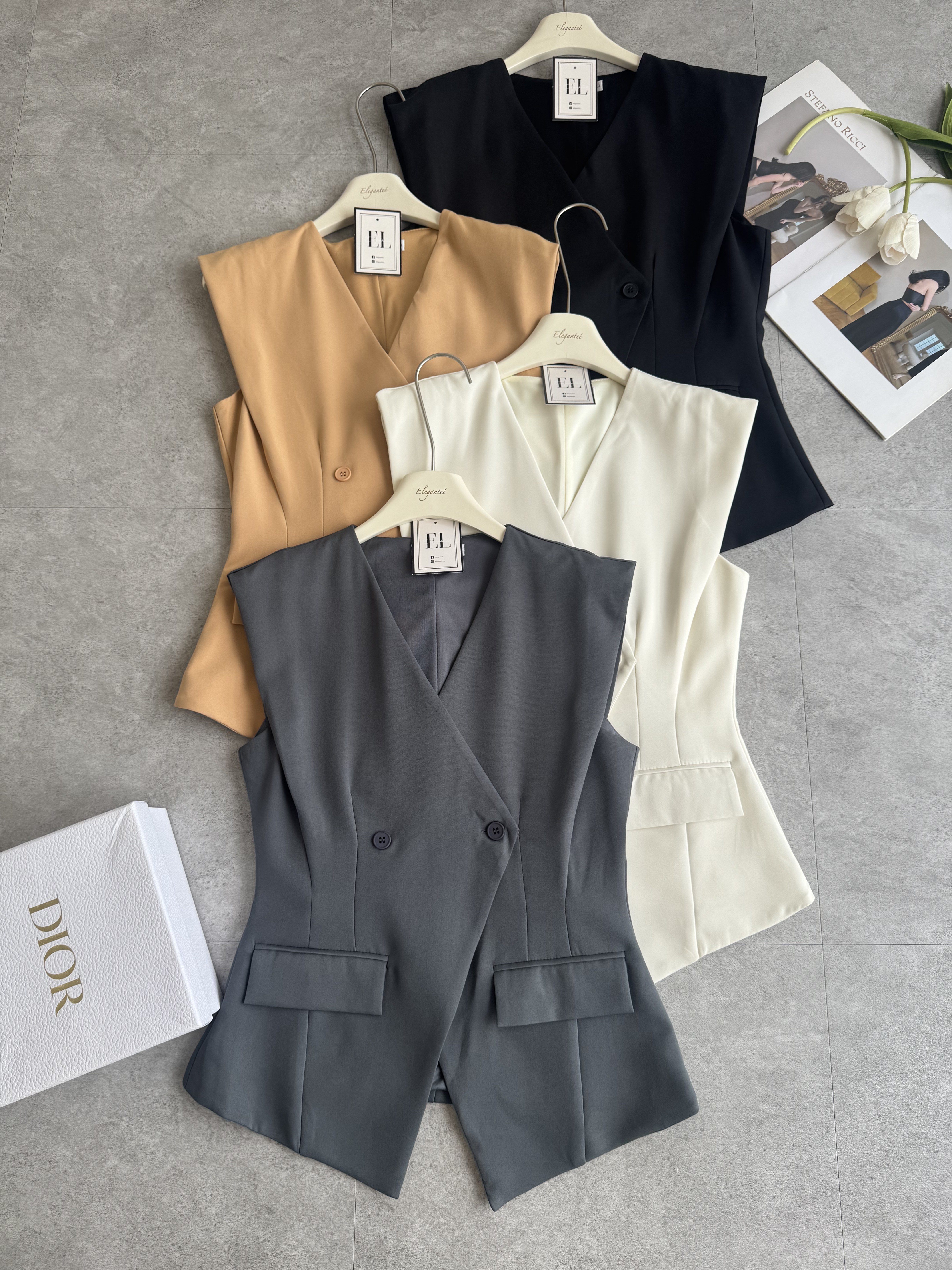 长版西装交叉2钮马甲