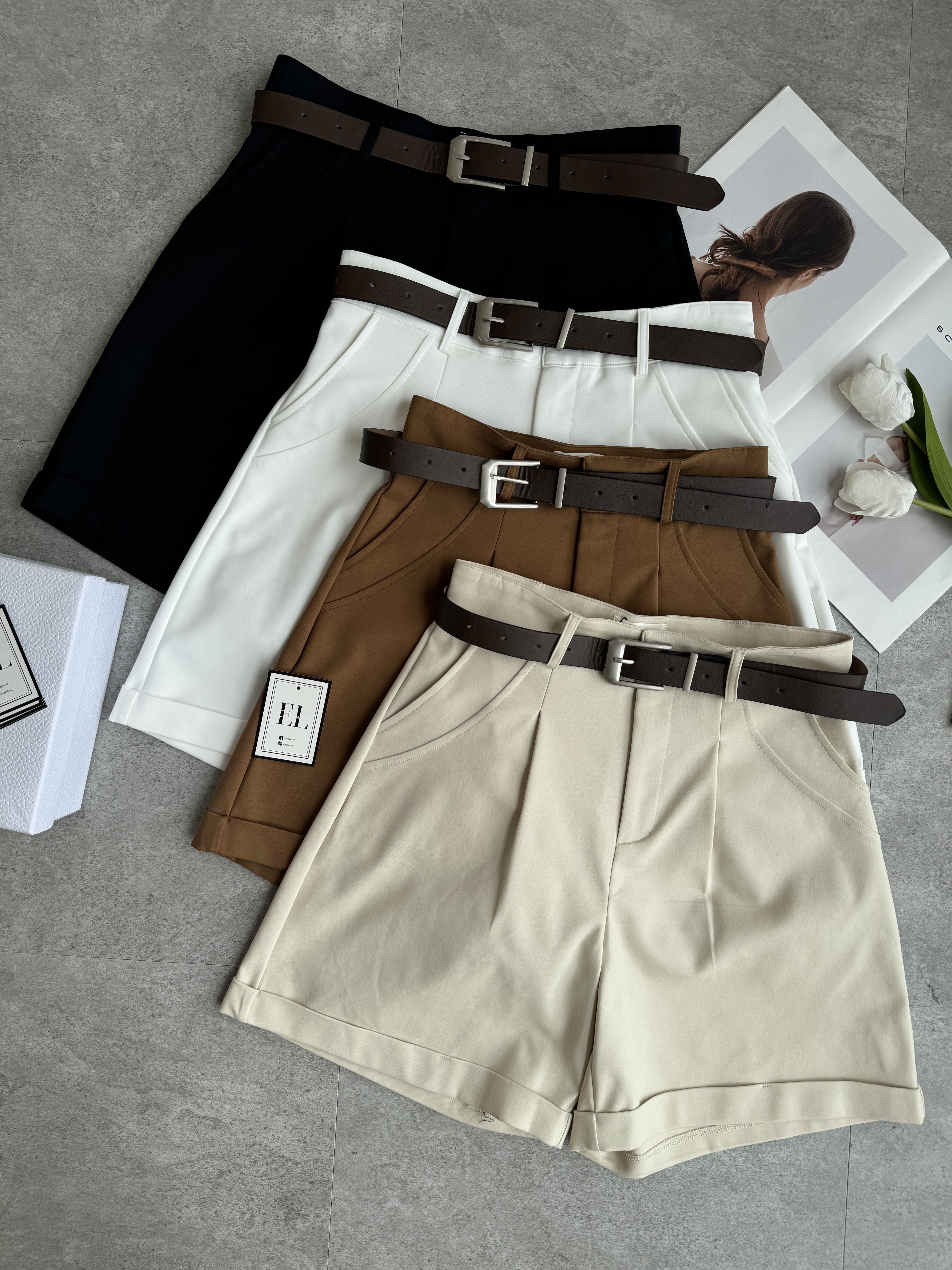 SmartCasual复古皮腰带4分裤
