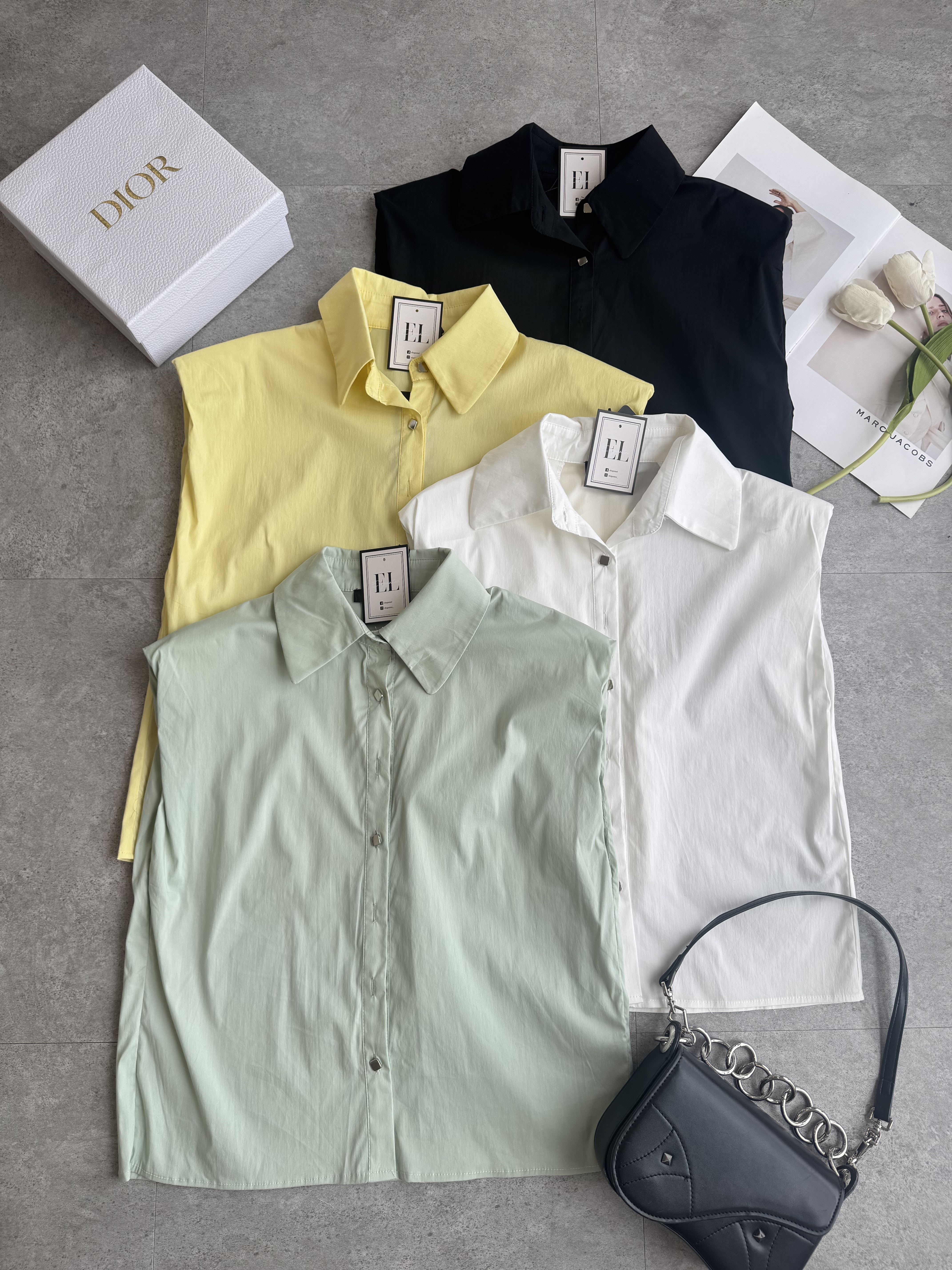 梭织垫肩方扣衬衫