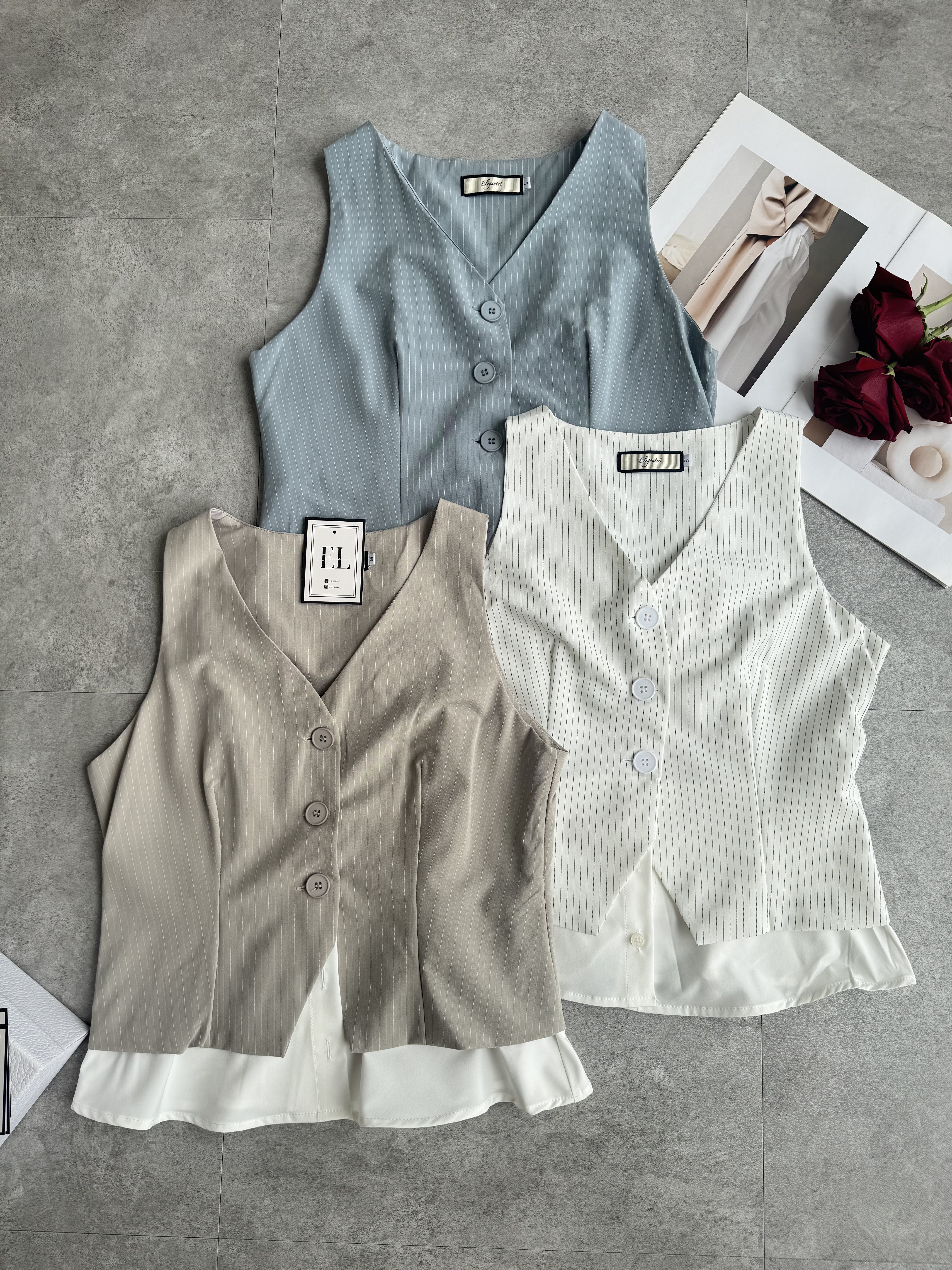 假两件线条马甲