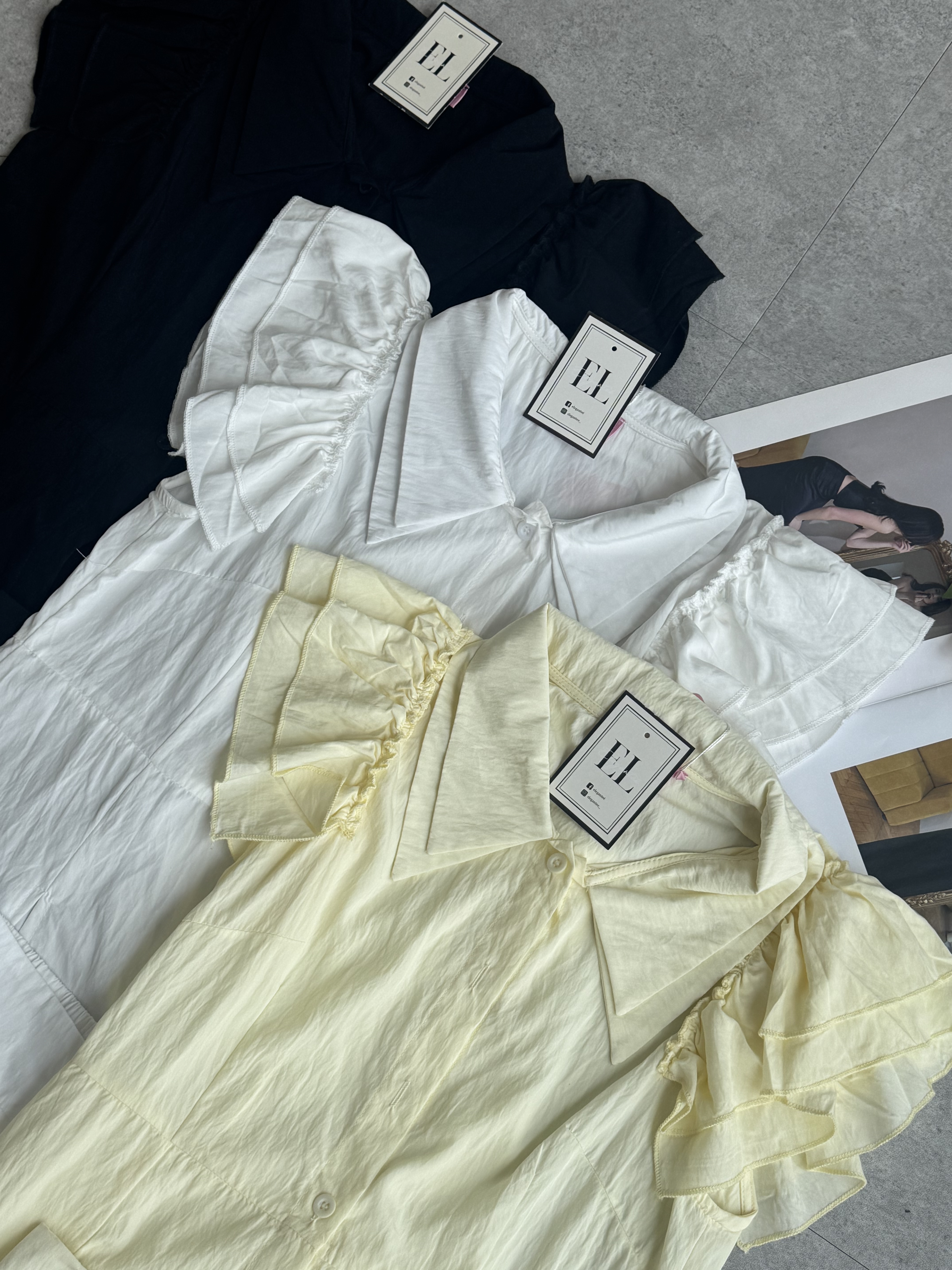 韩系软皱巴小清新飞袖短裤套装 