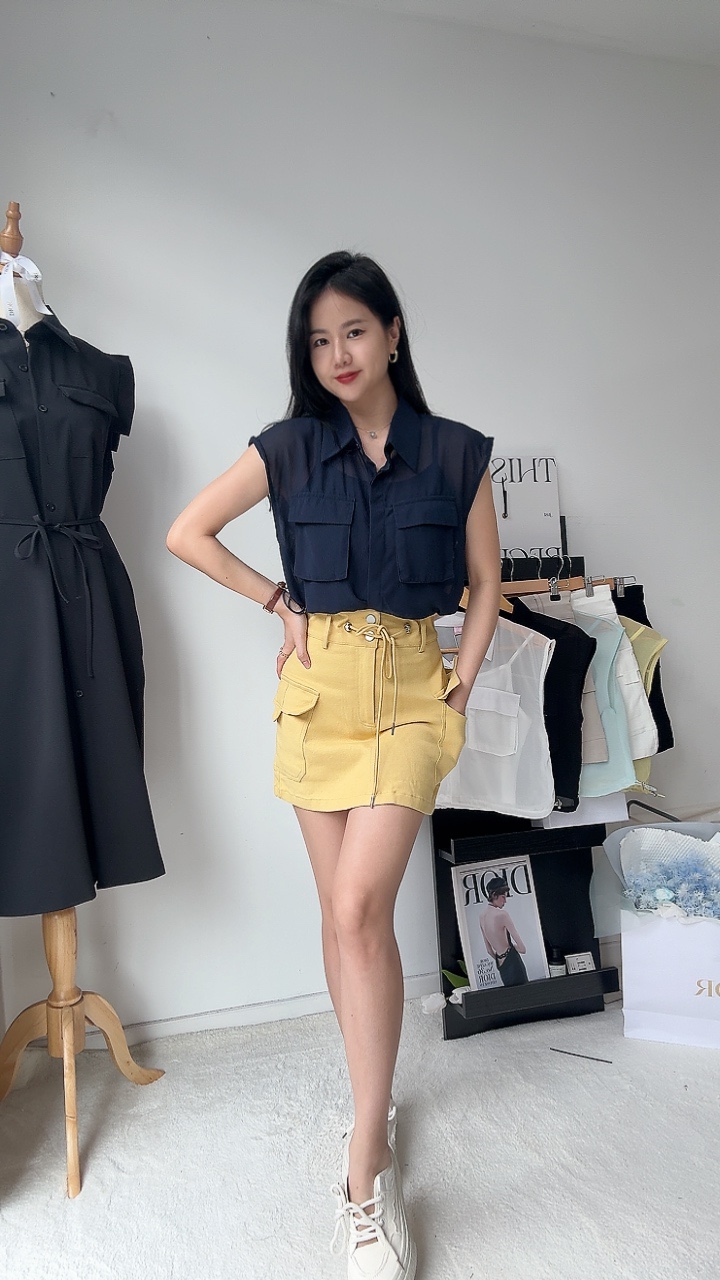 透视工装风两件式上衣