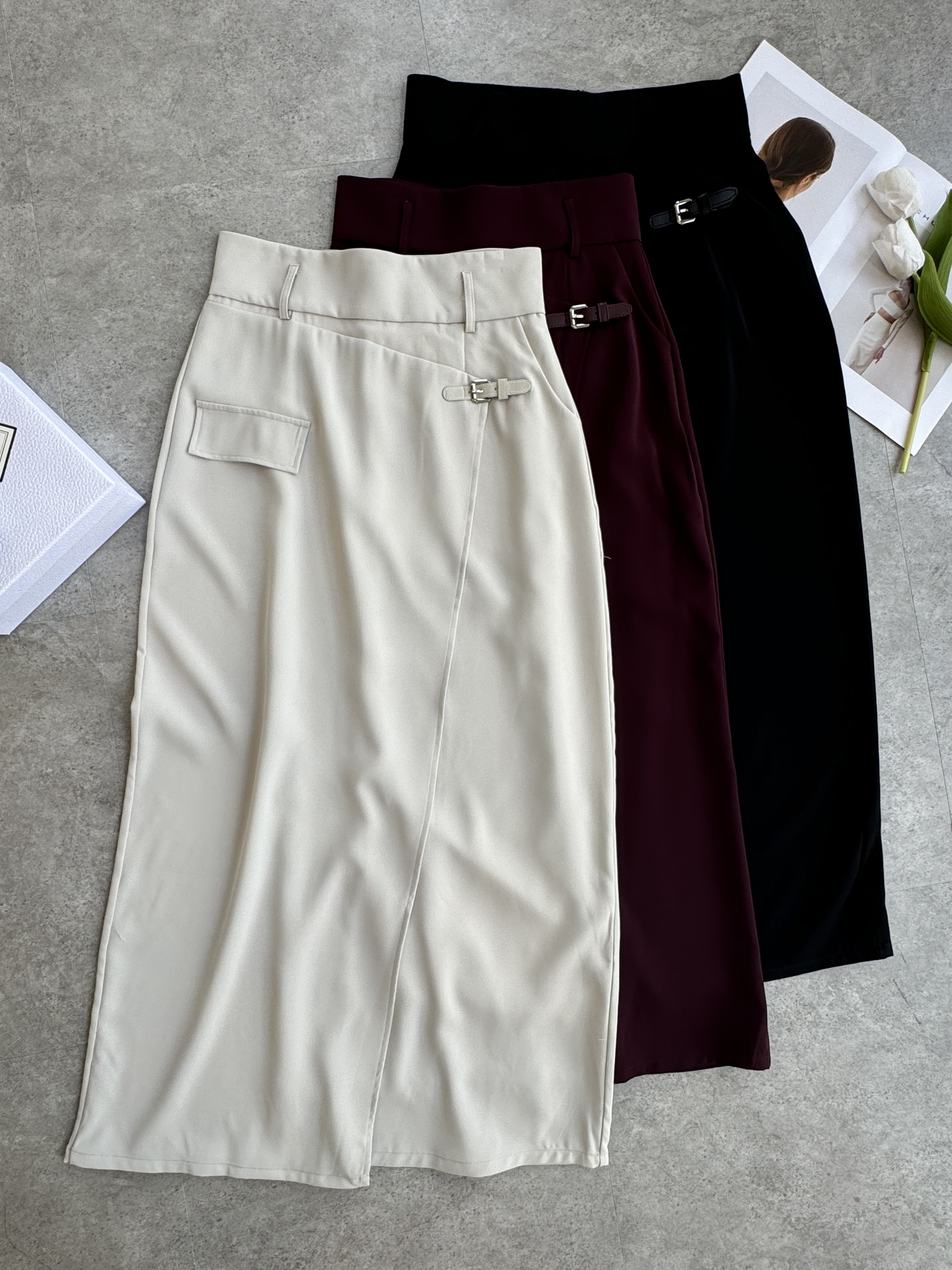 个性化设计滑面长裙