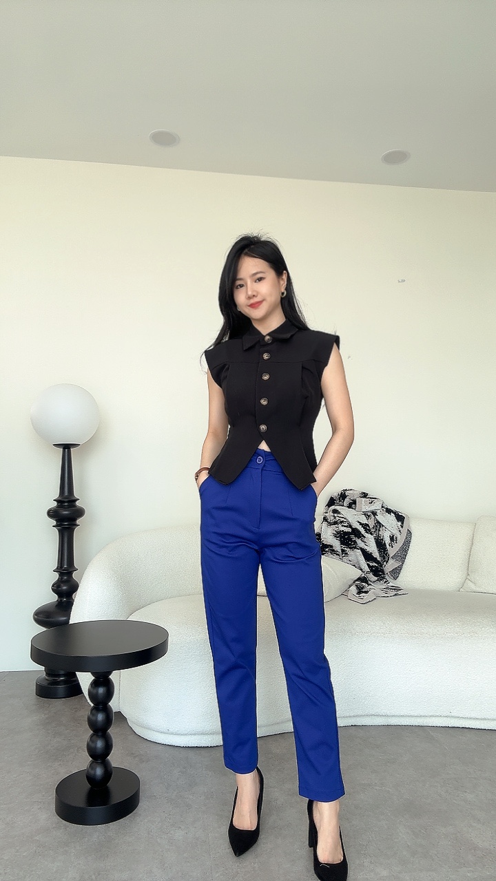 哑面高腰烟管裤