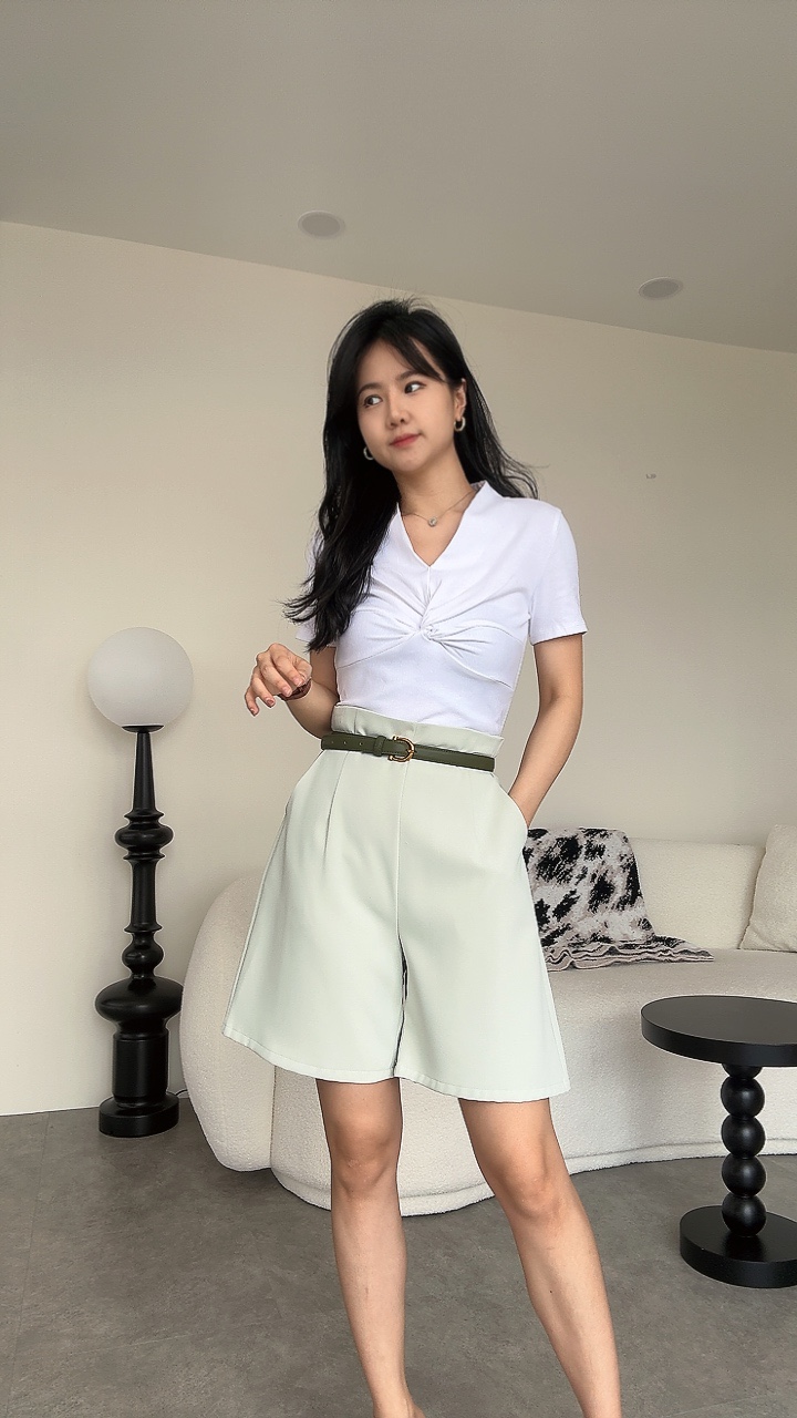 滑面收腰线4分裤