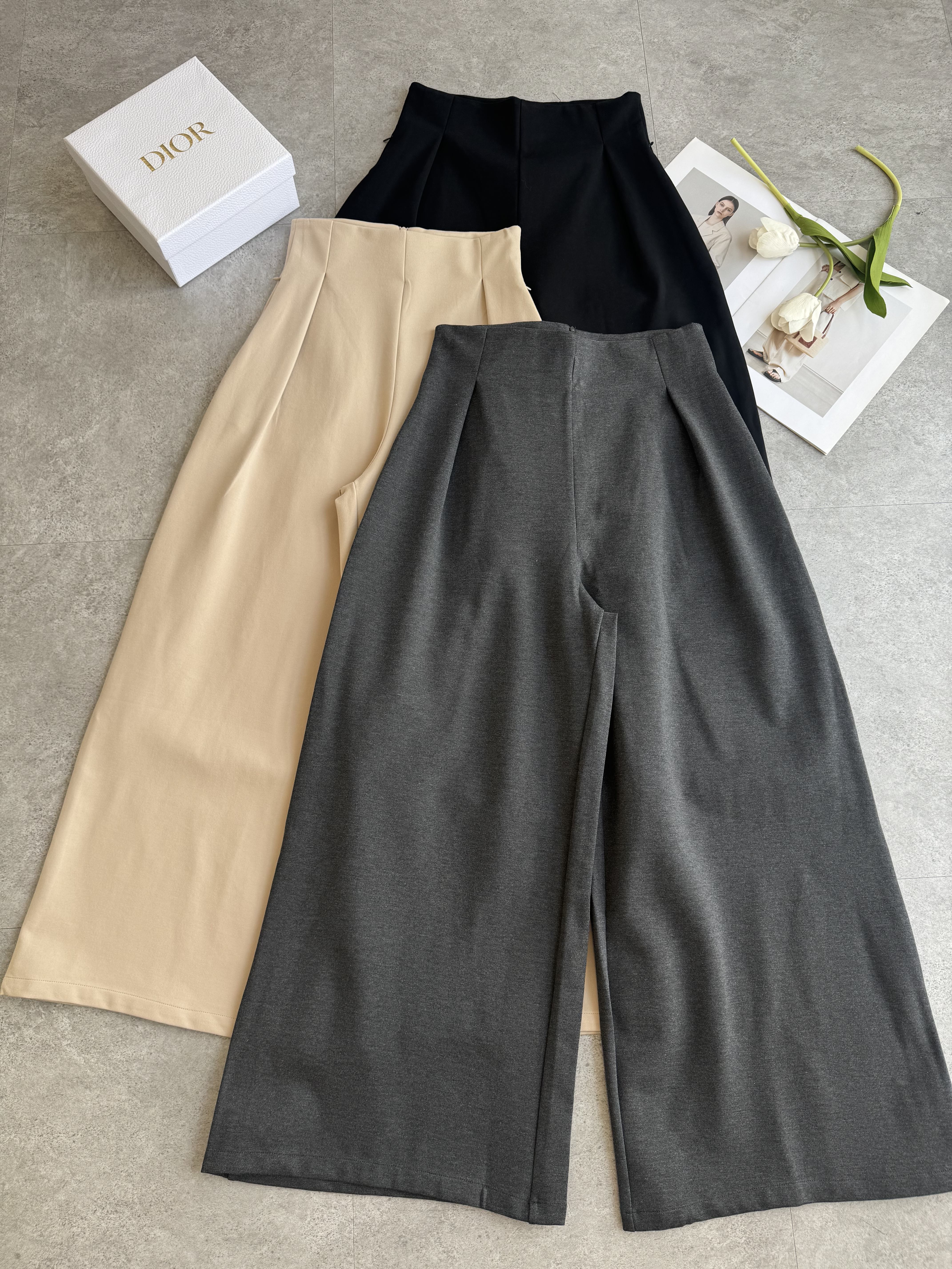 罗马高腰阔腿裤