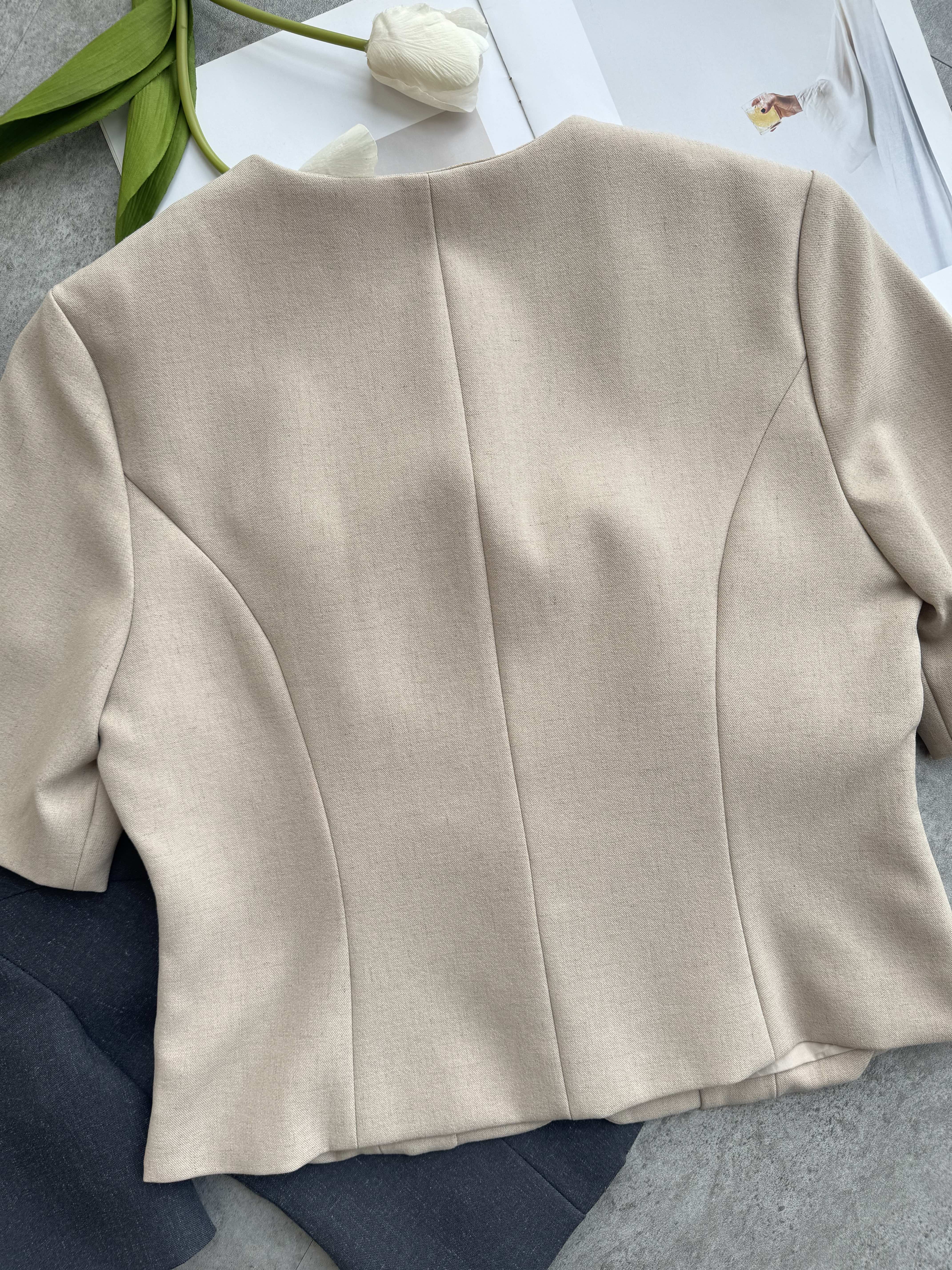 <EL高级系列> 贵气直排纽中短袖单衣外套