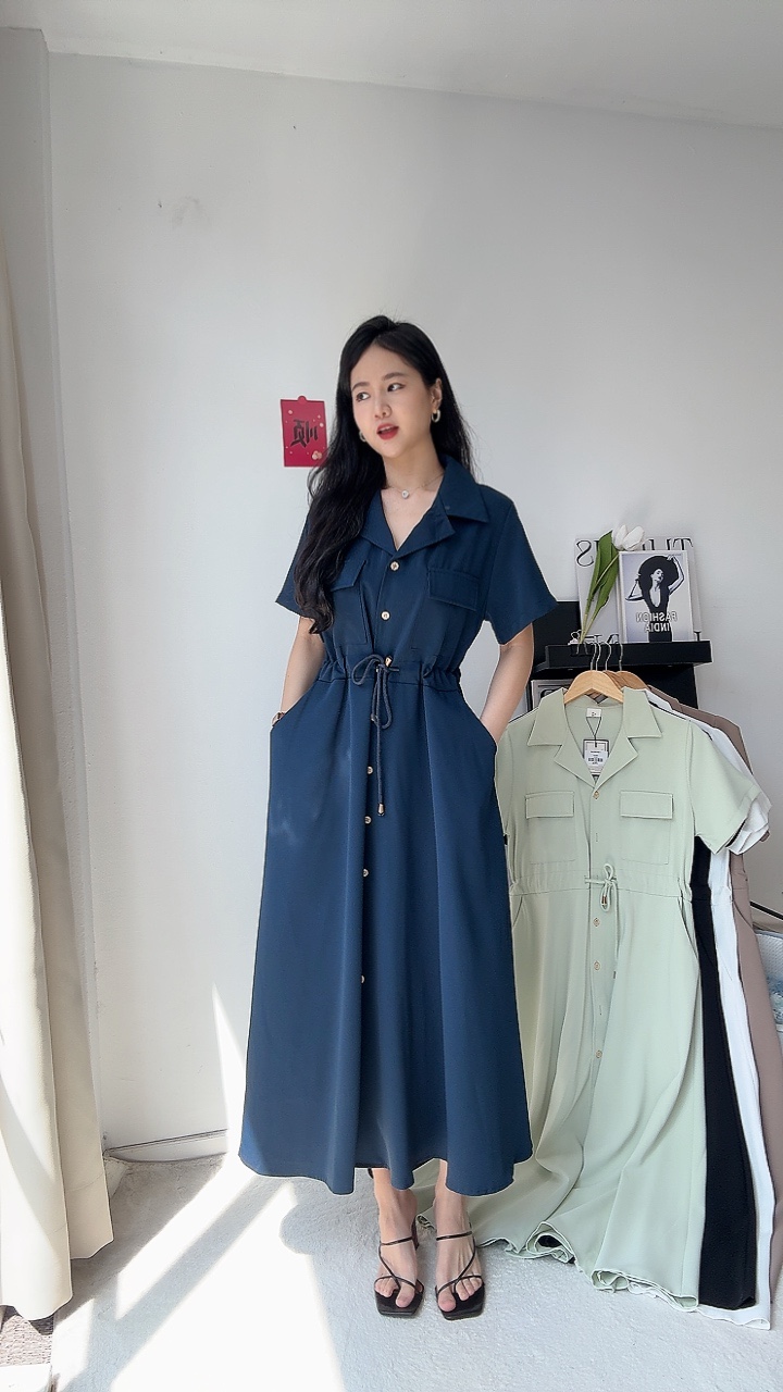 工装收腰连身裙