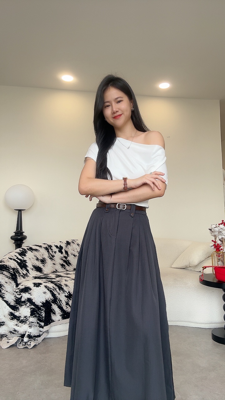 NEW复古皮带三折长裙