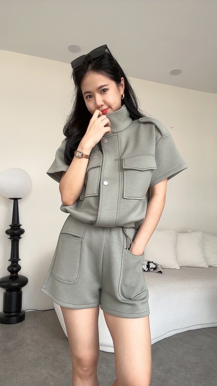 baby肌感棉高领短裤休闲套装