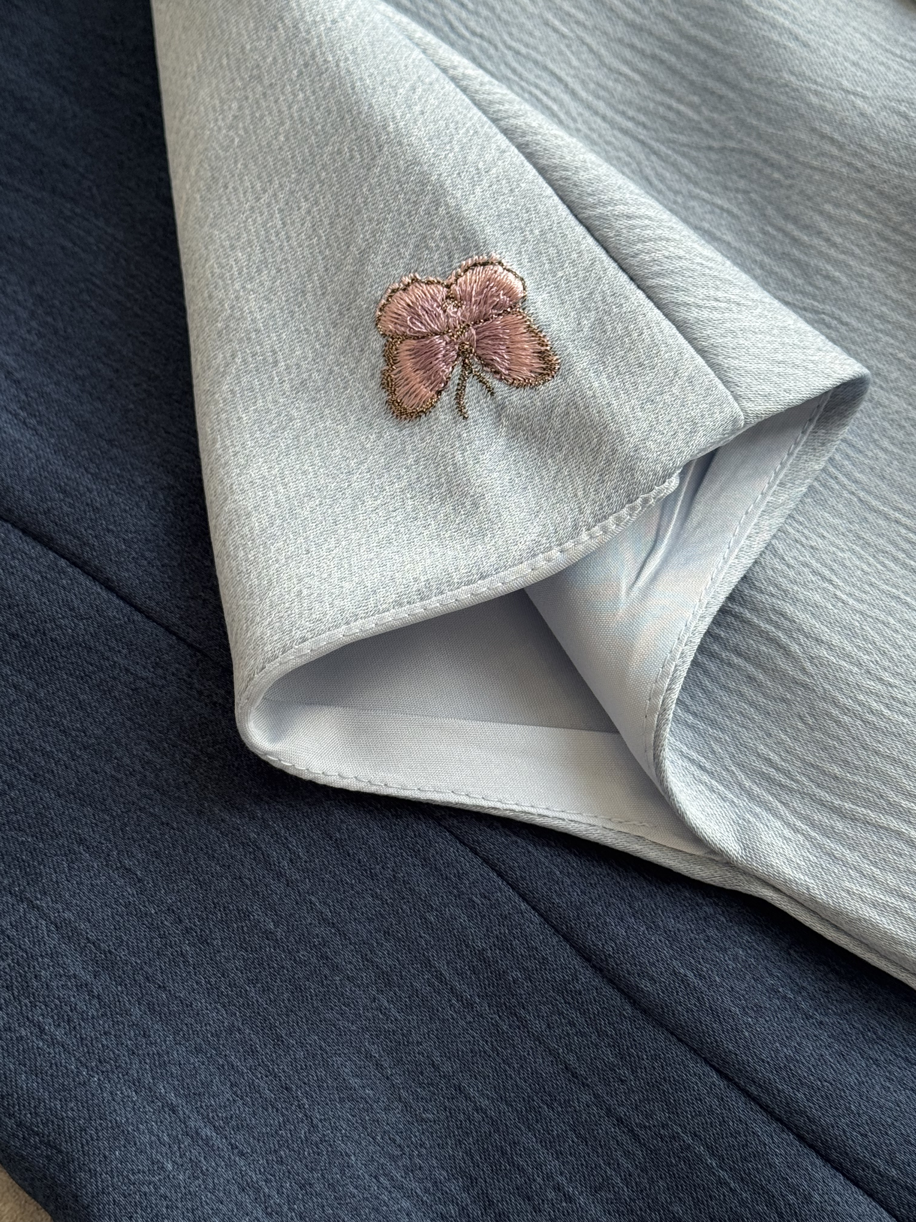 (BO-DEC) 《亲子-女》粉蝴蝶刺绣高质感纹理面料旗袍