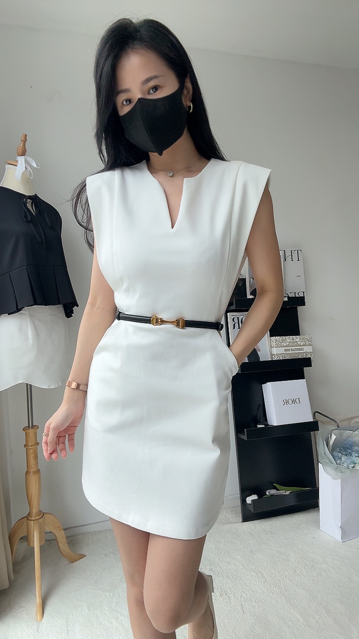 V领过肩袖OL dress