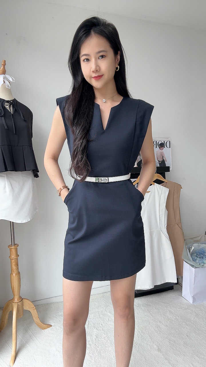 V领过肩袖OL dress