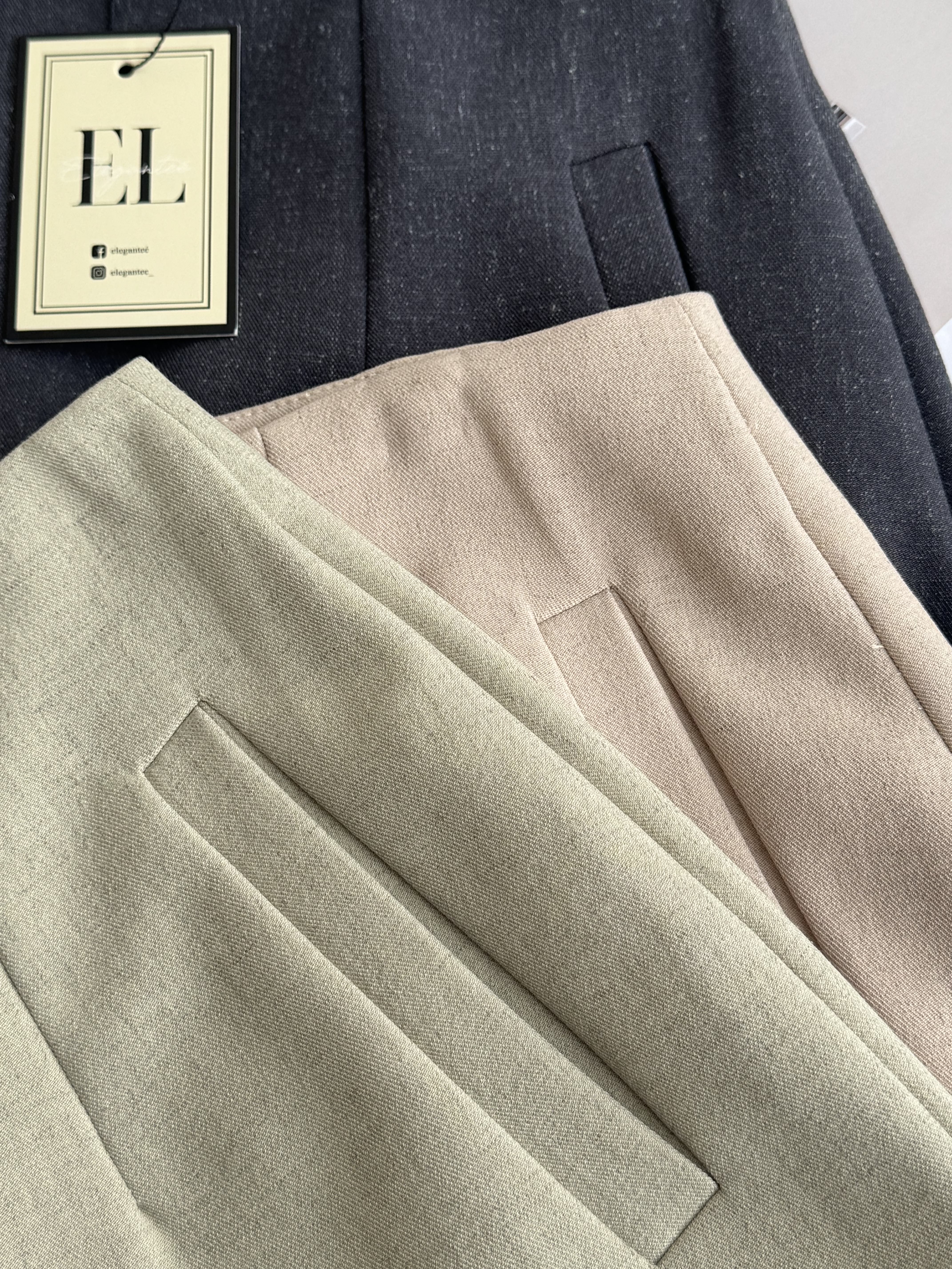 <EL高级系列>高级麻5分Pencil Skirt