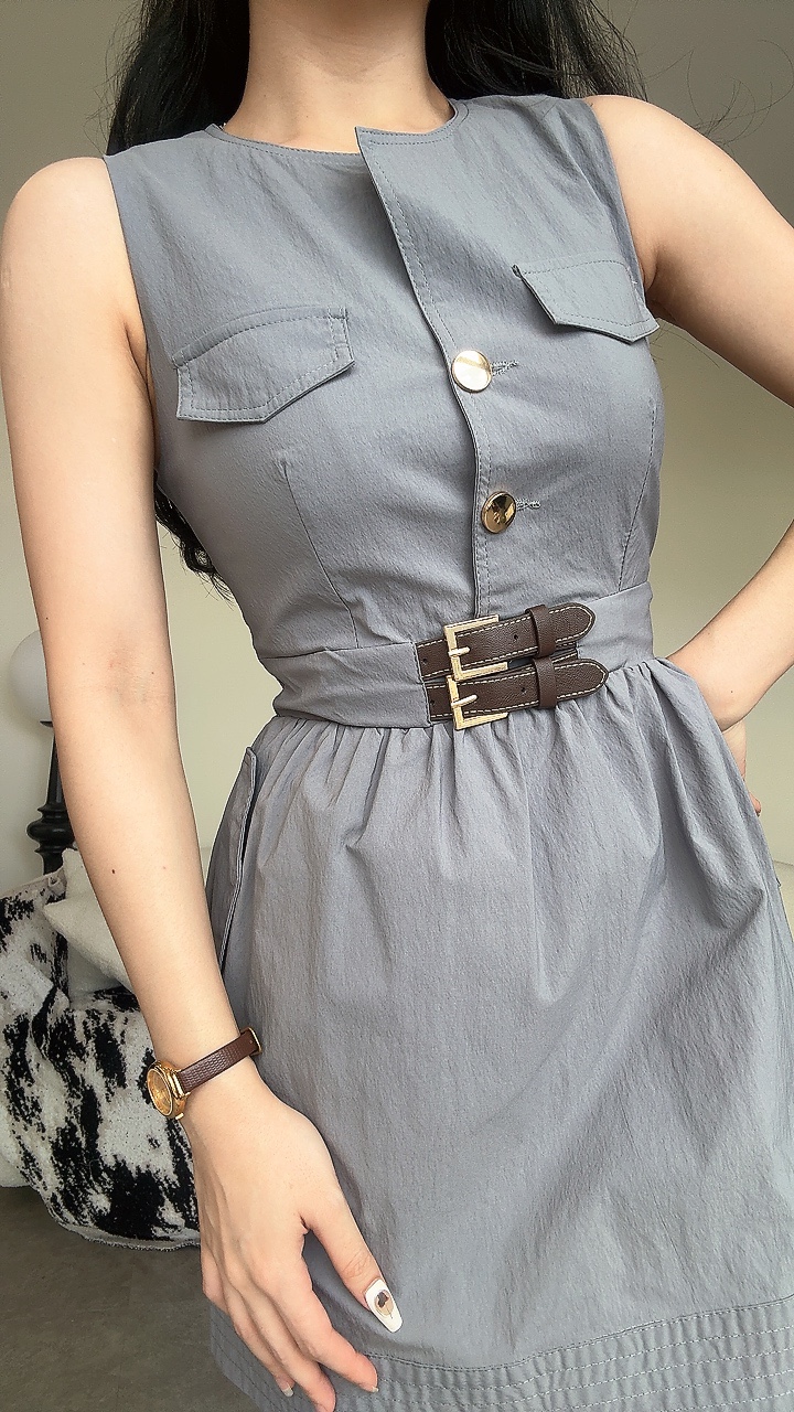 Camp皱巴风休闲连身裙