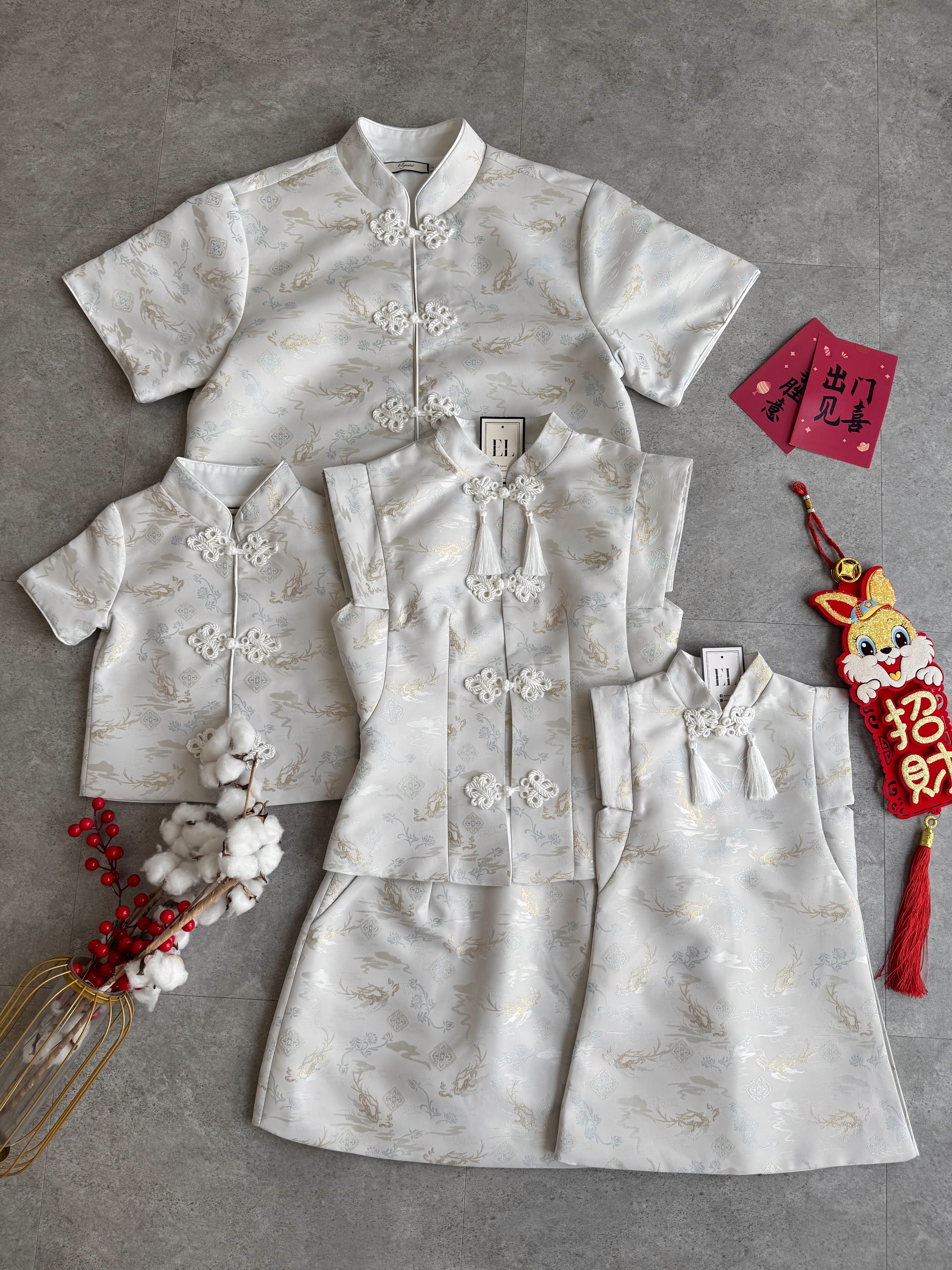 《亲子-女童》仙境火云刺绣旗袍