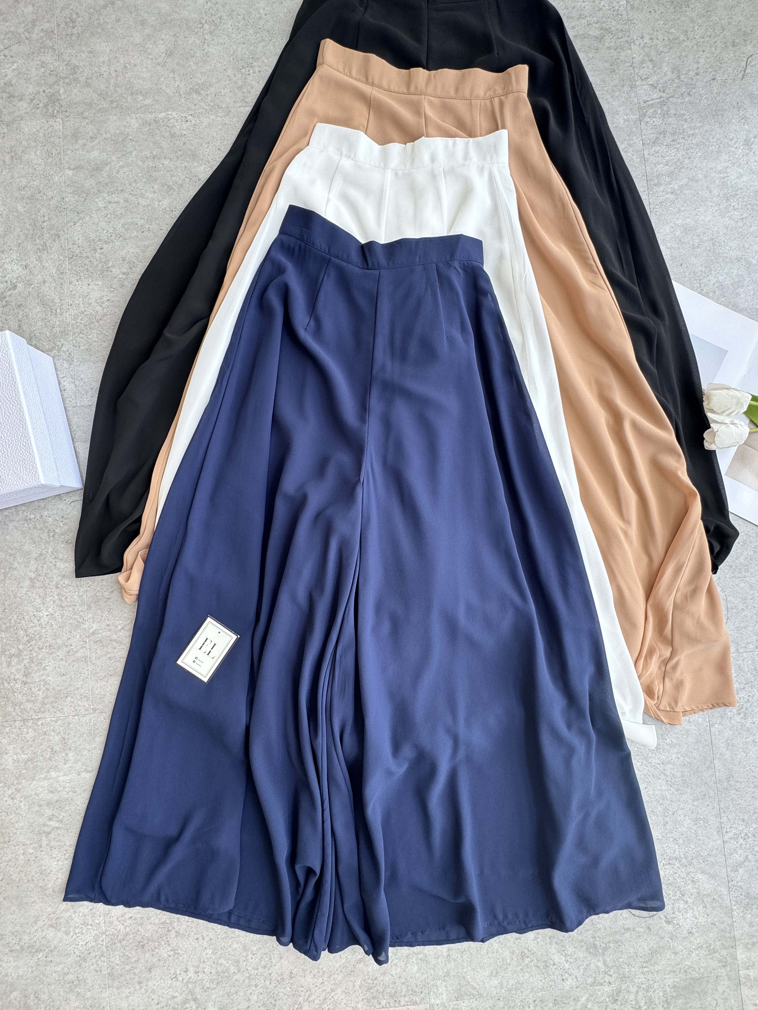 雪纺扇子飘逸风大阔腿裤