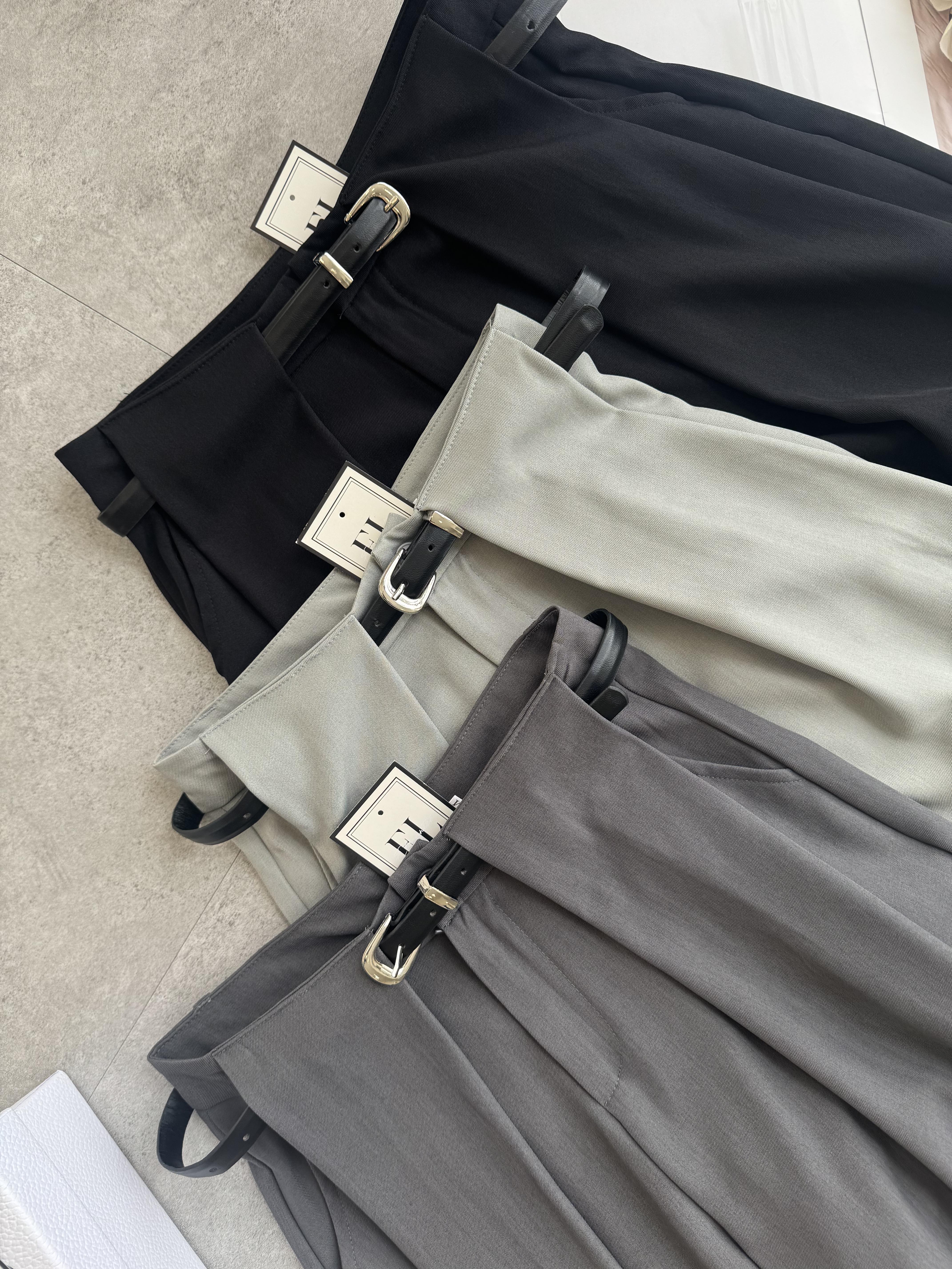 高腰粗环带阔腿裤-腰带