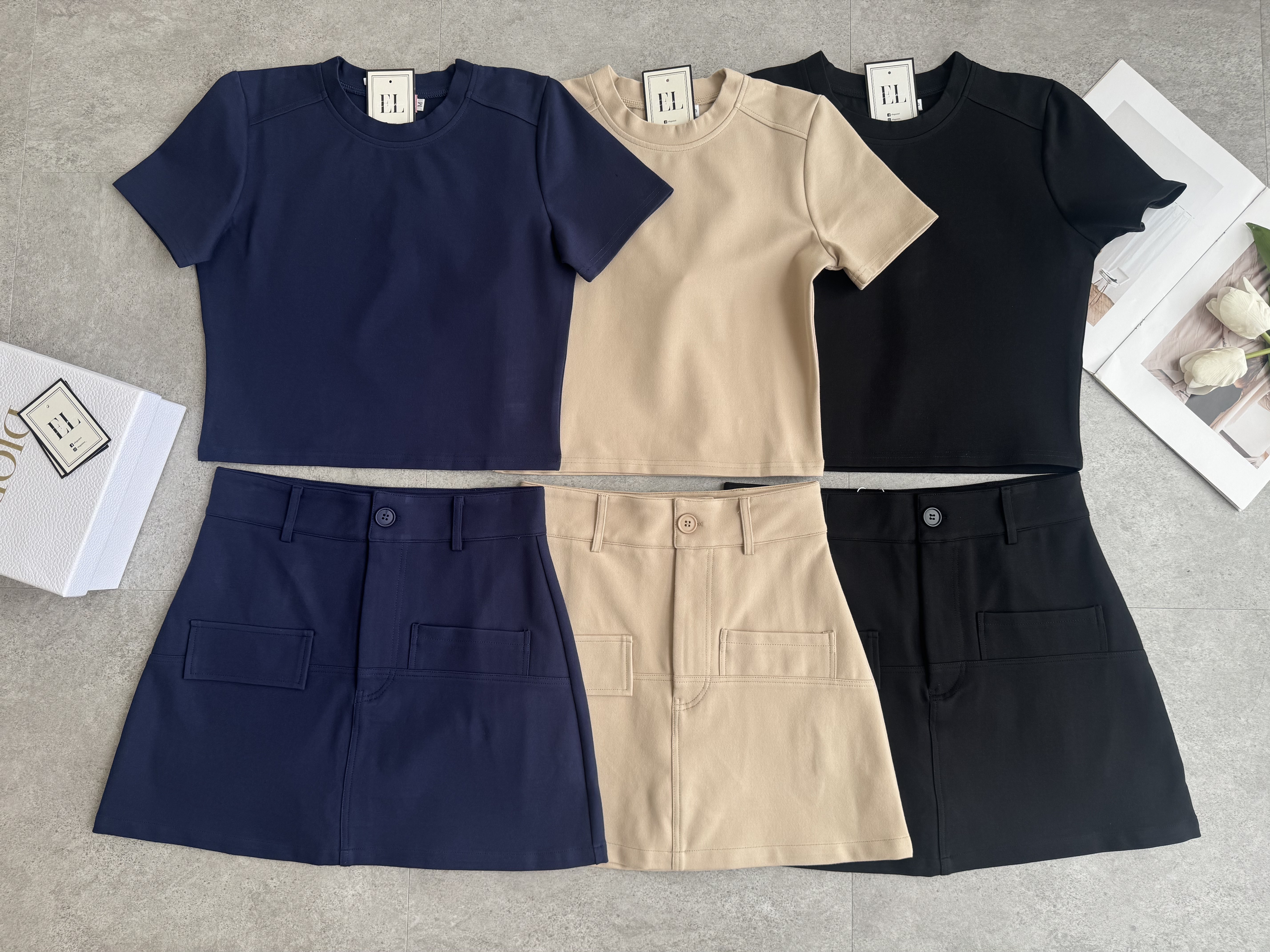 罗马简约短袖A版短裙套装