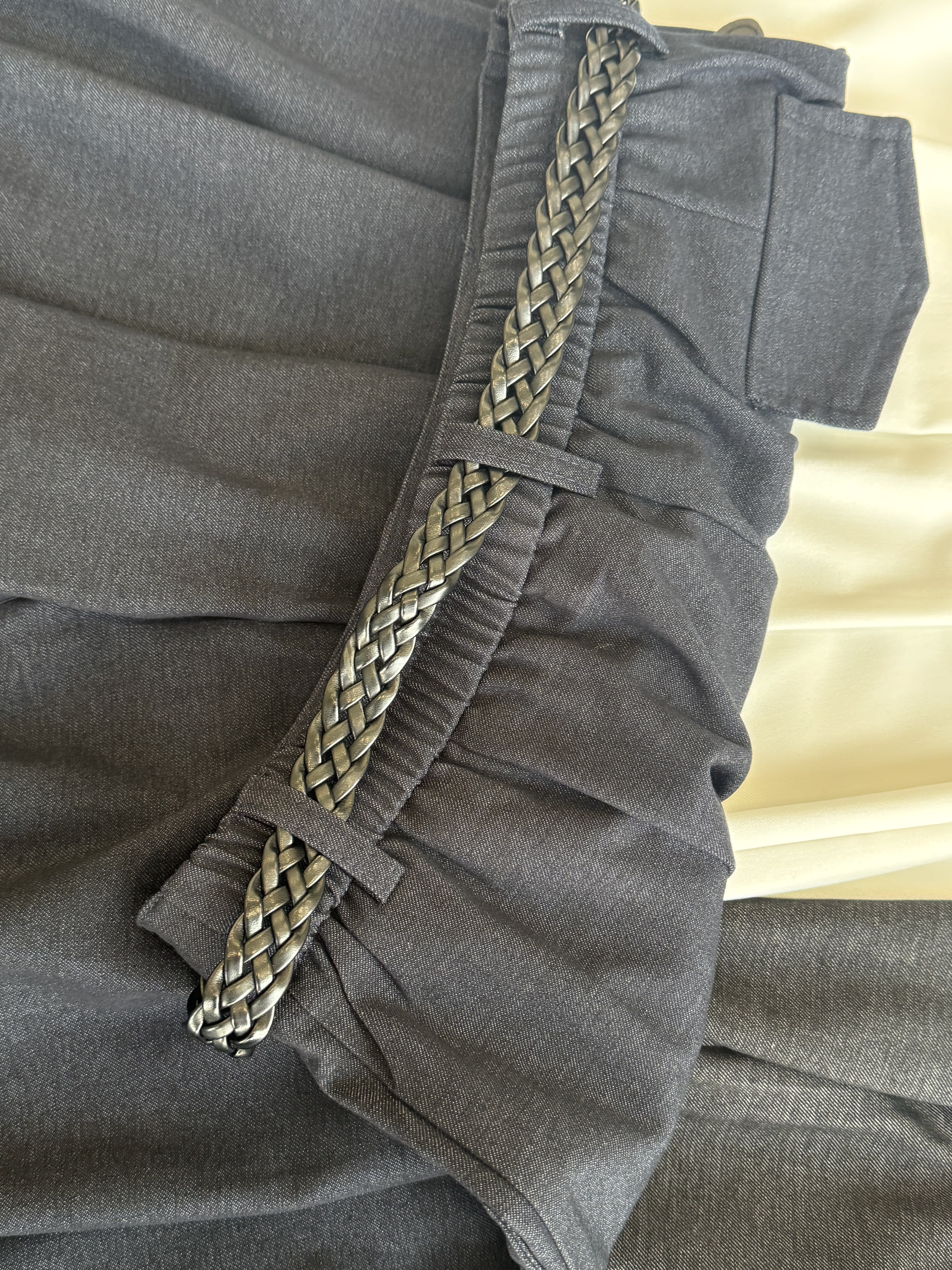 棉麻松弛感编织Belt阔腿裤