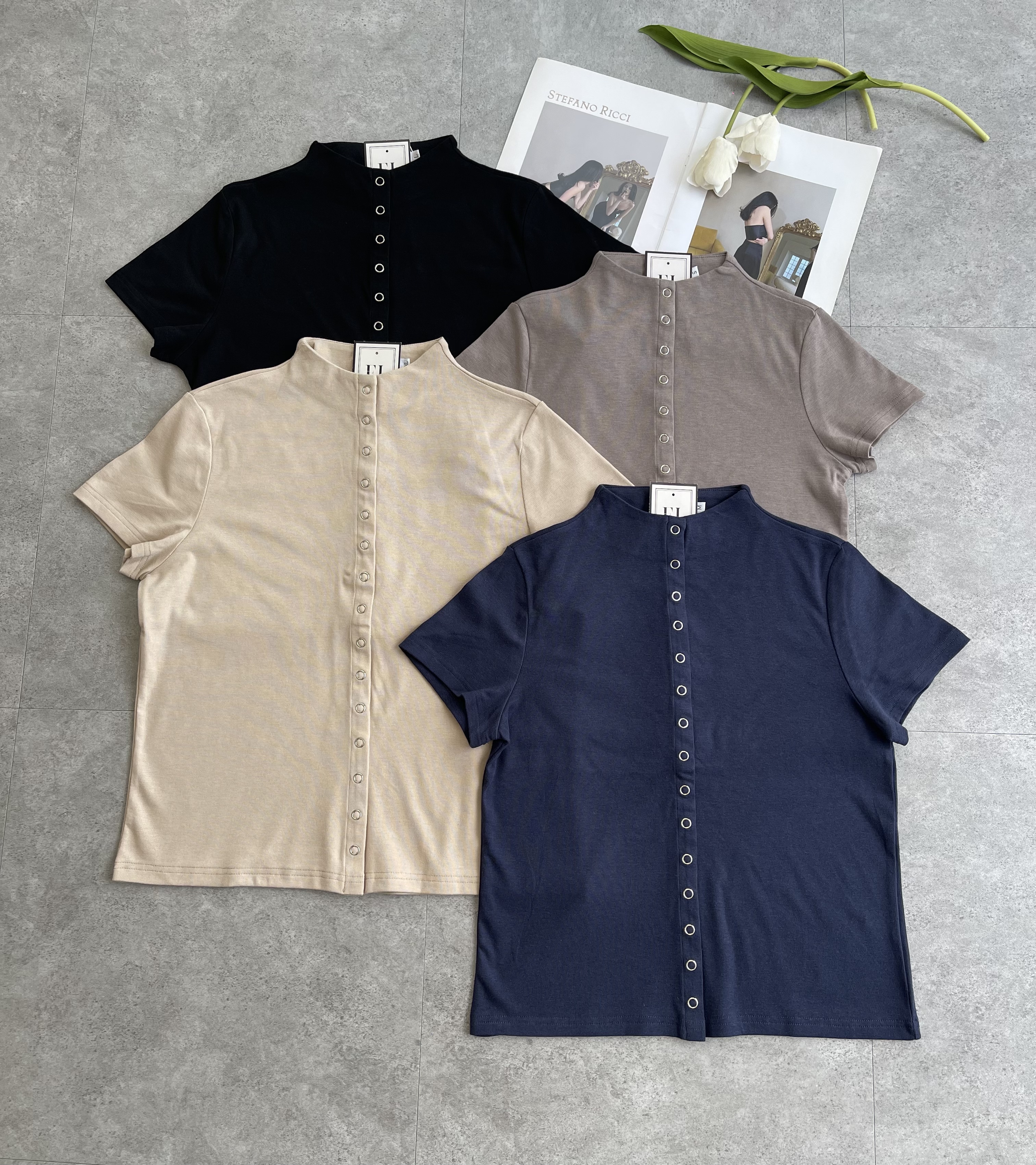 舒服细纱面短袖开衫Tee
