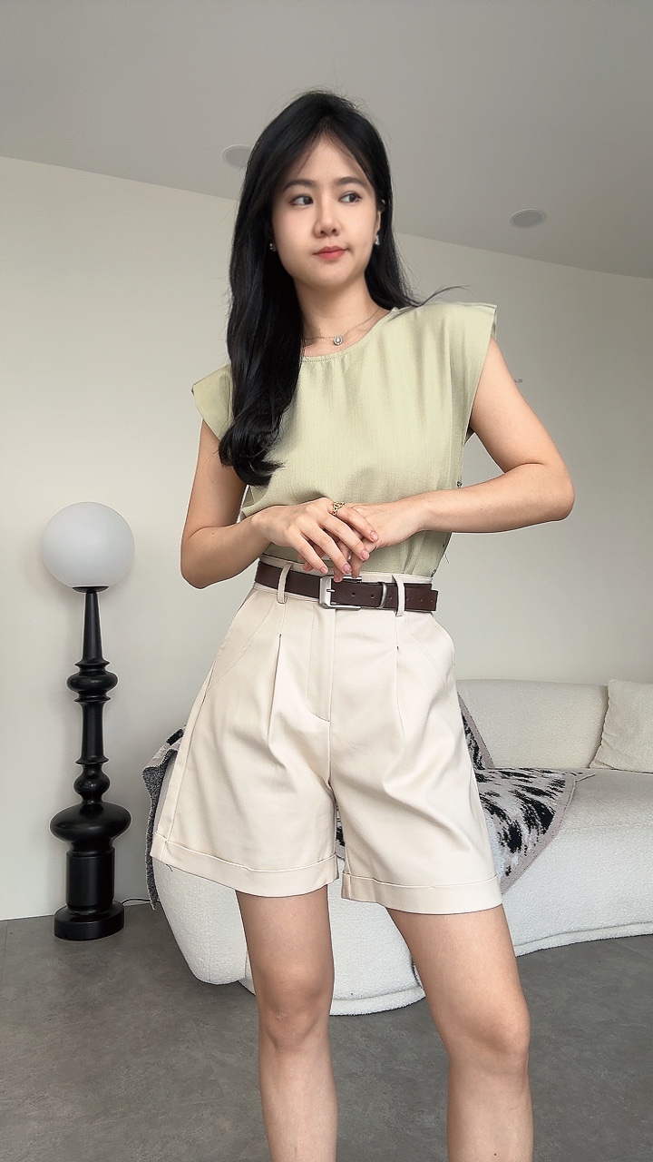 SmartCasual复古皮腰带4分裤
