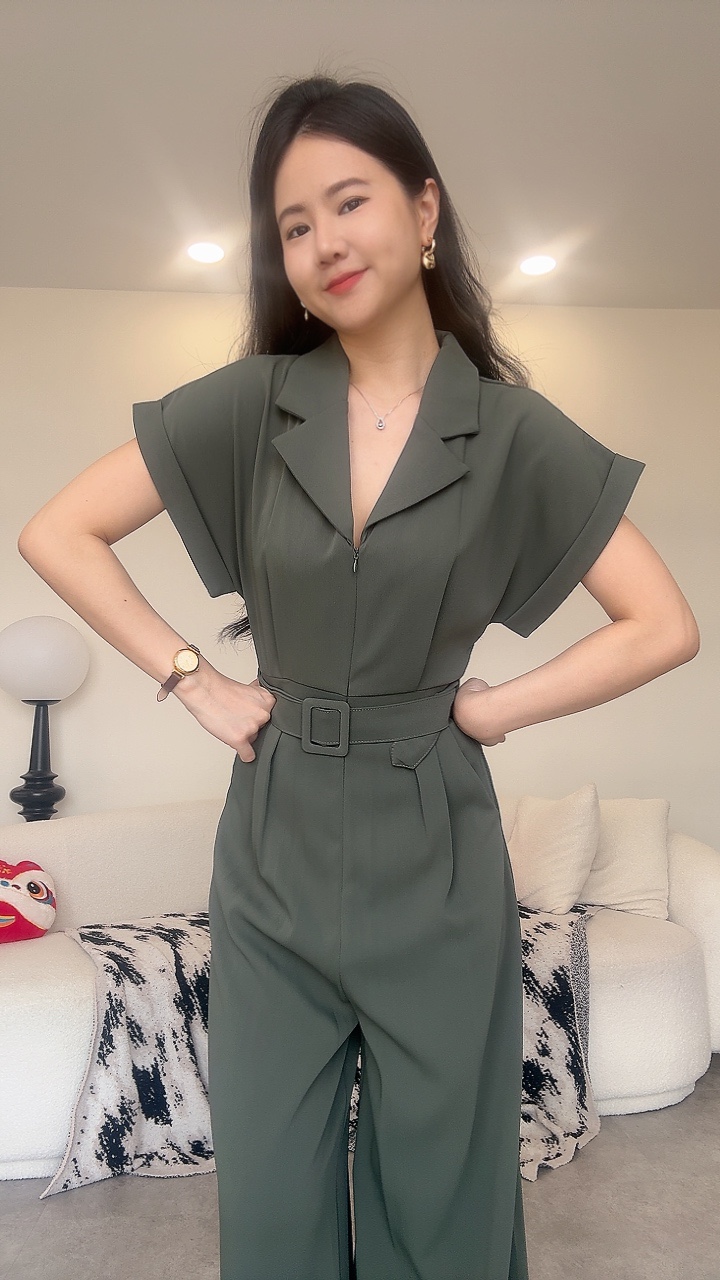 工装卷袖长裤连体装