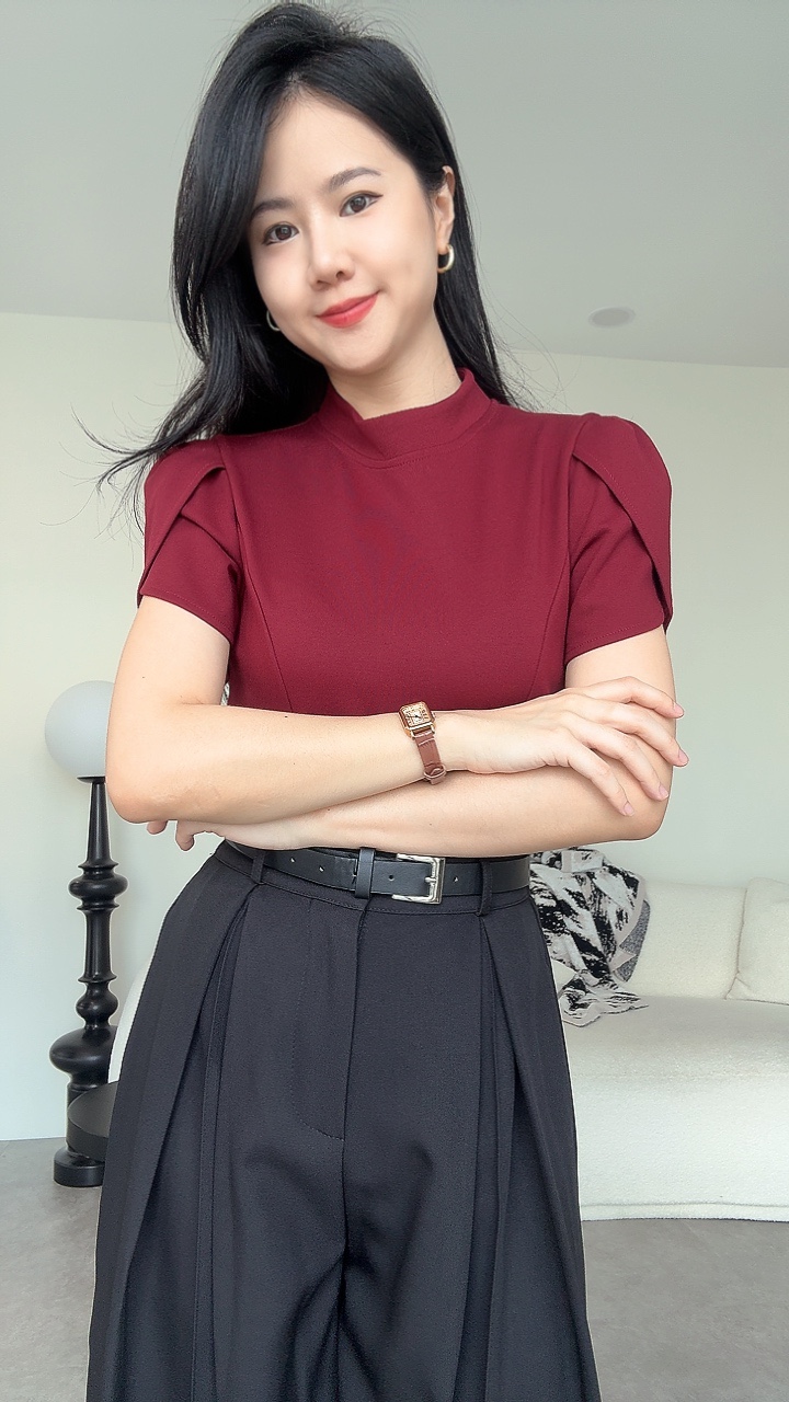 罗马高领宫廷袖短上衣