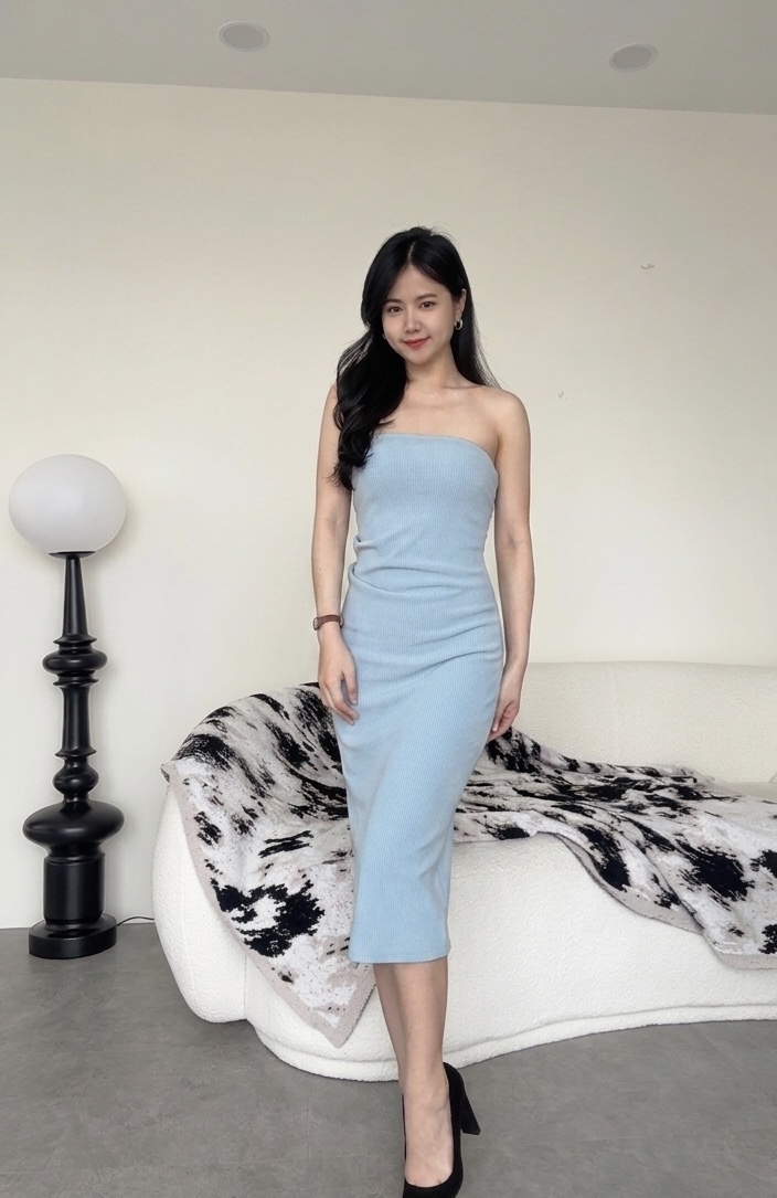 简约大方修腰抹胸连身裙