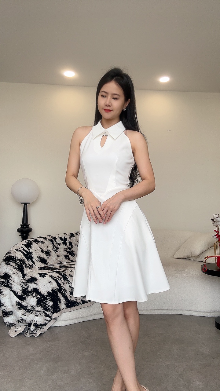 水晶领气质削肩DinnerDress