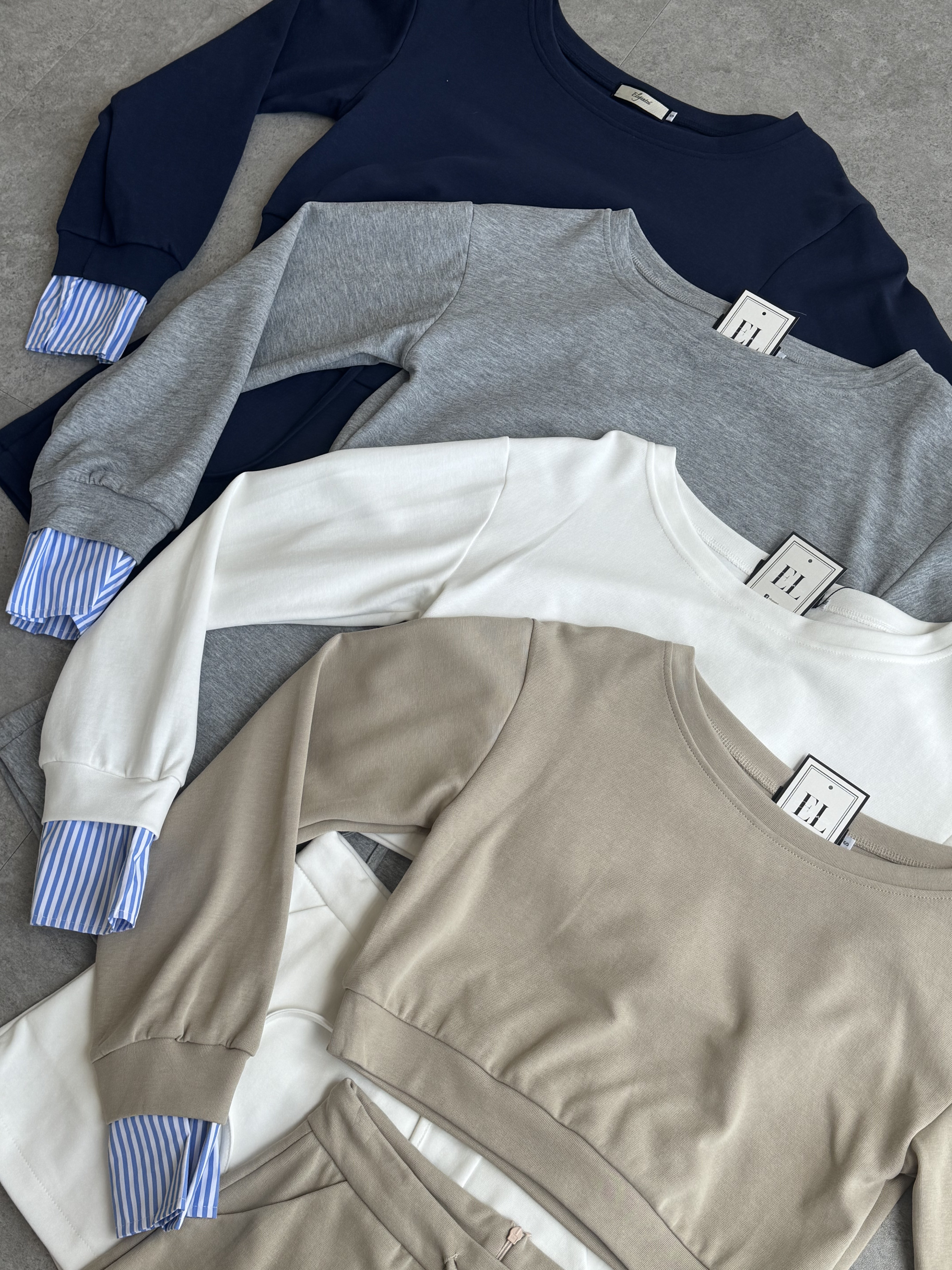 拼接色袖子运动风休闲套装