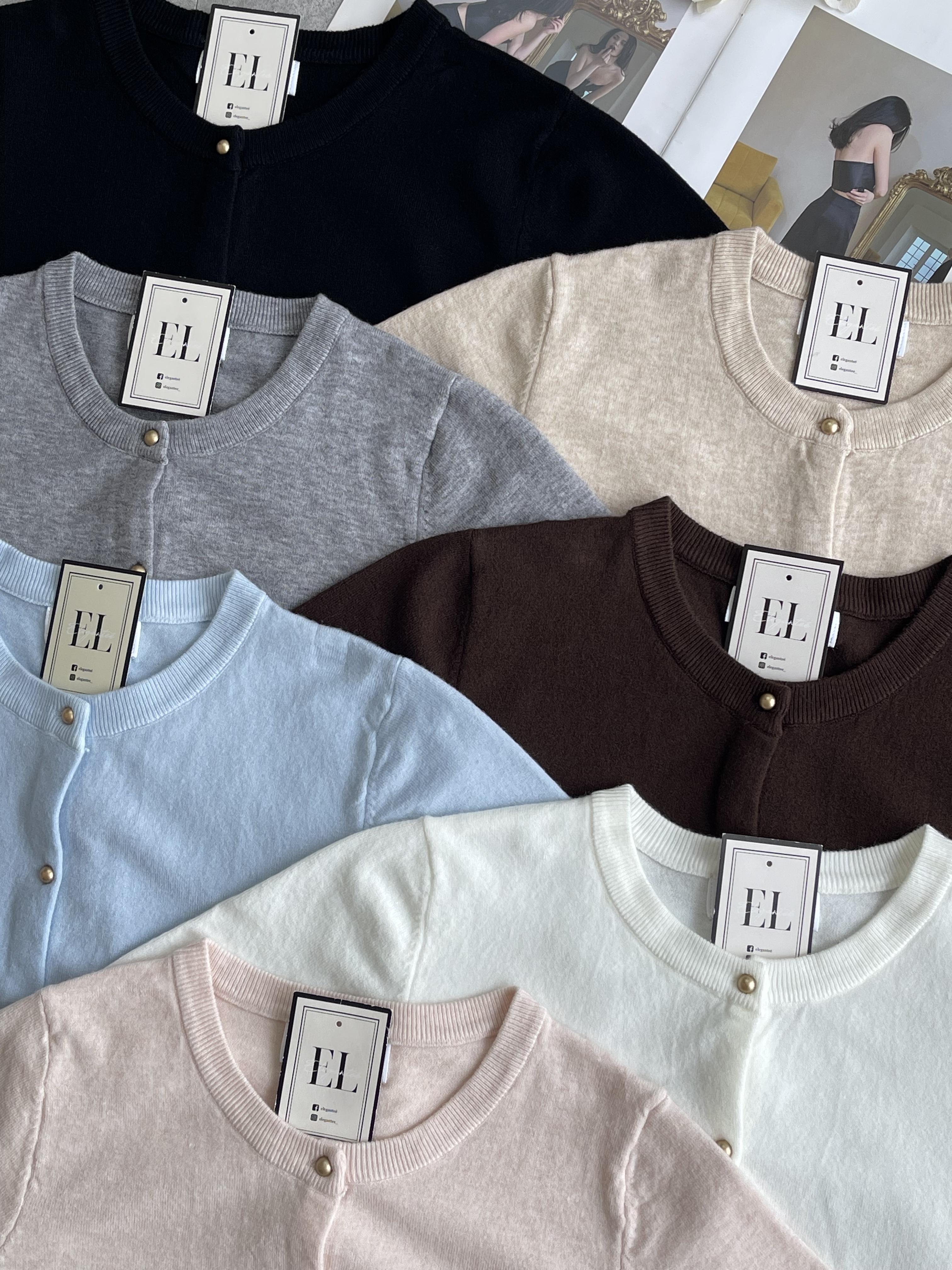 针织金纽Cardigan