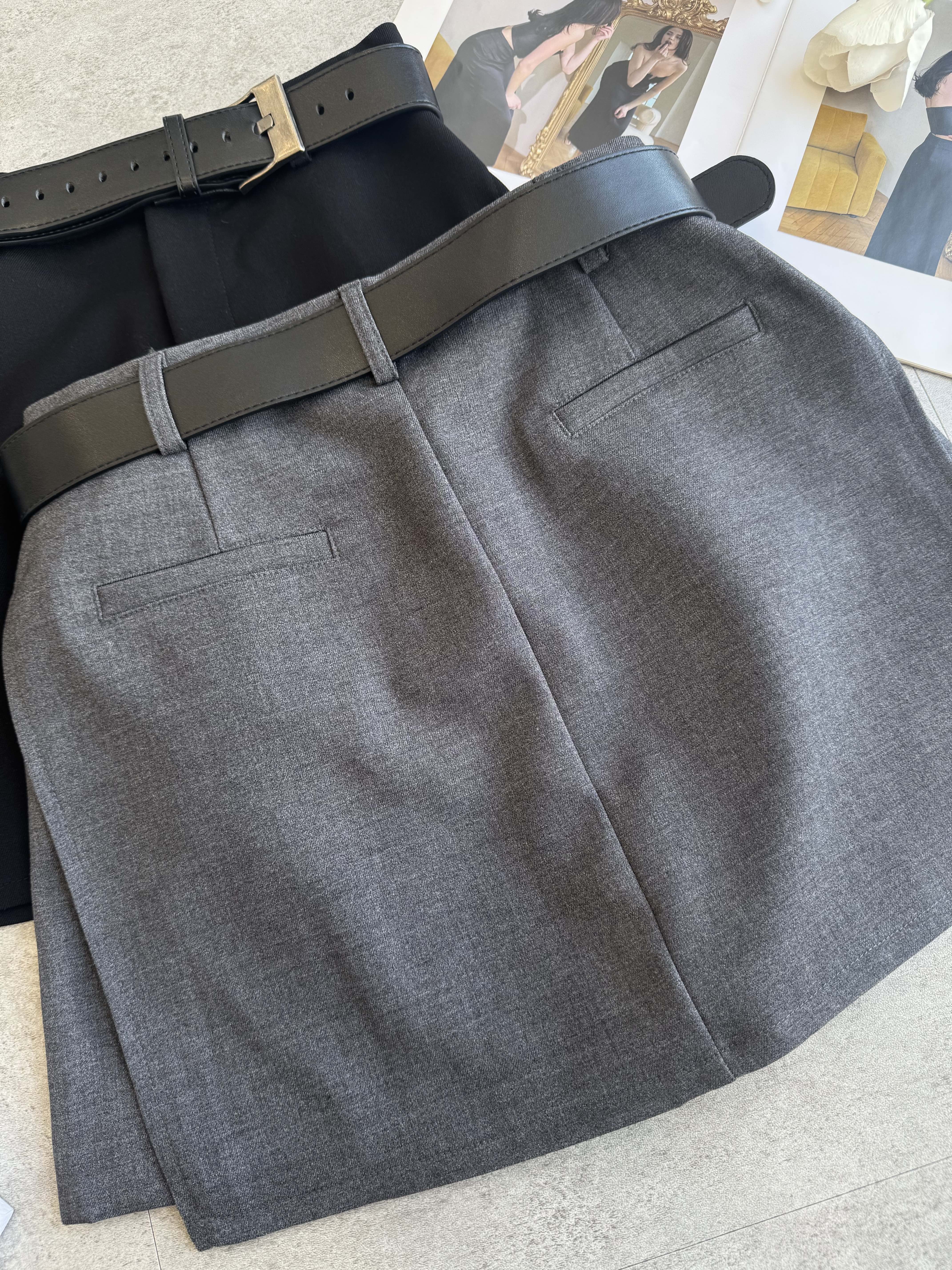 两侧开边设计厚西装高质感短裙