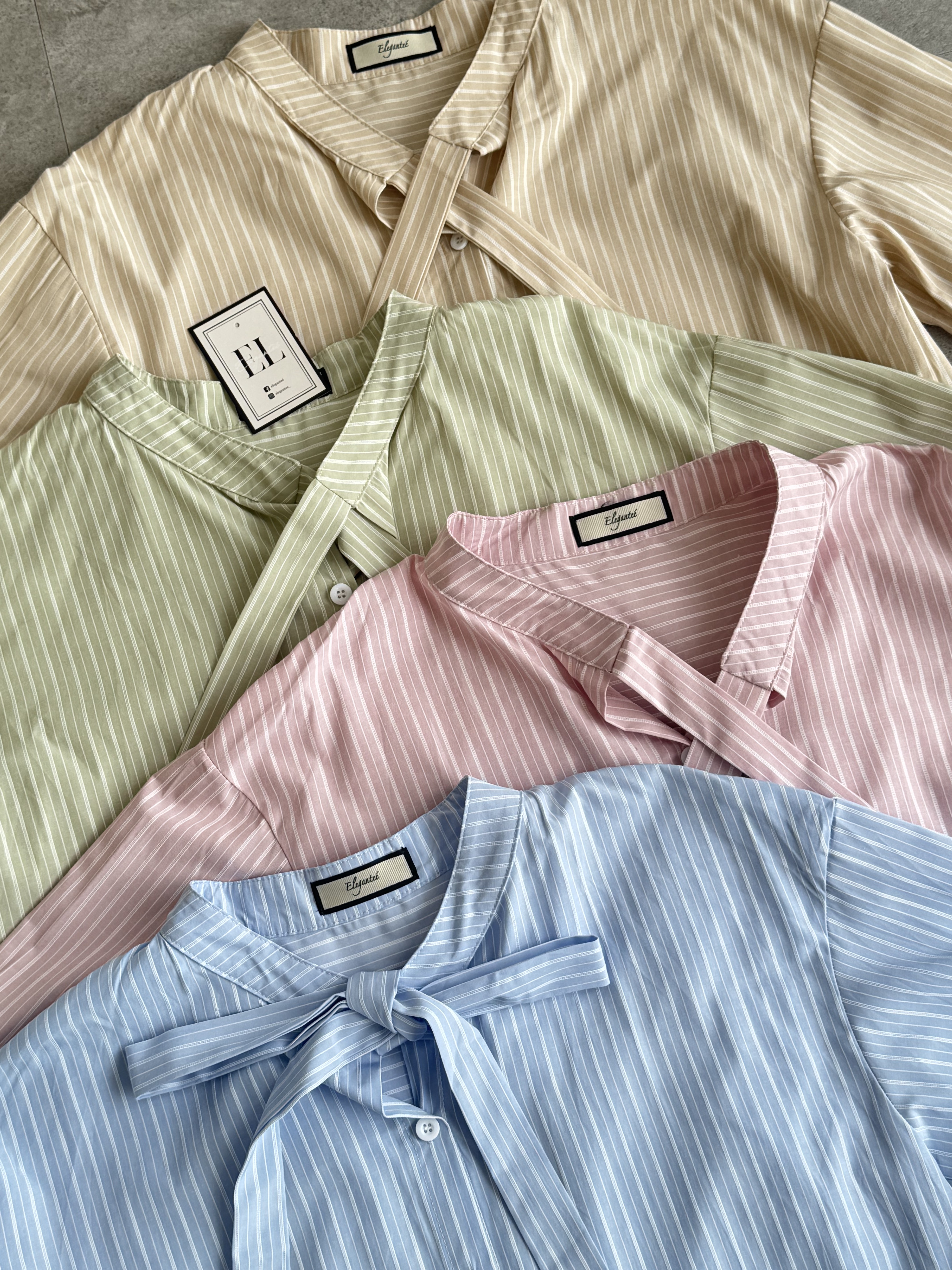 彩色线条蝴蝶结衬衫