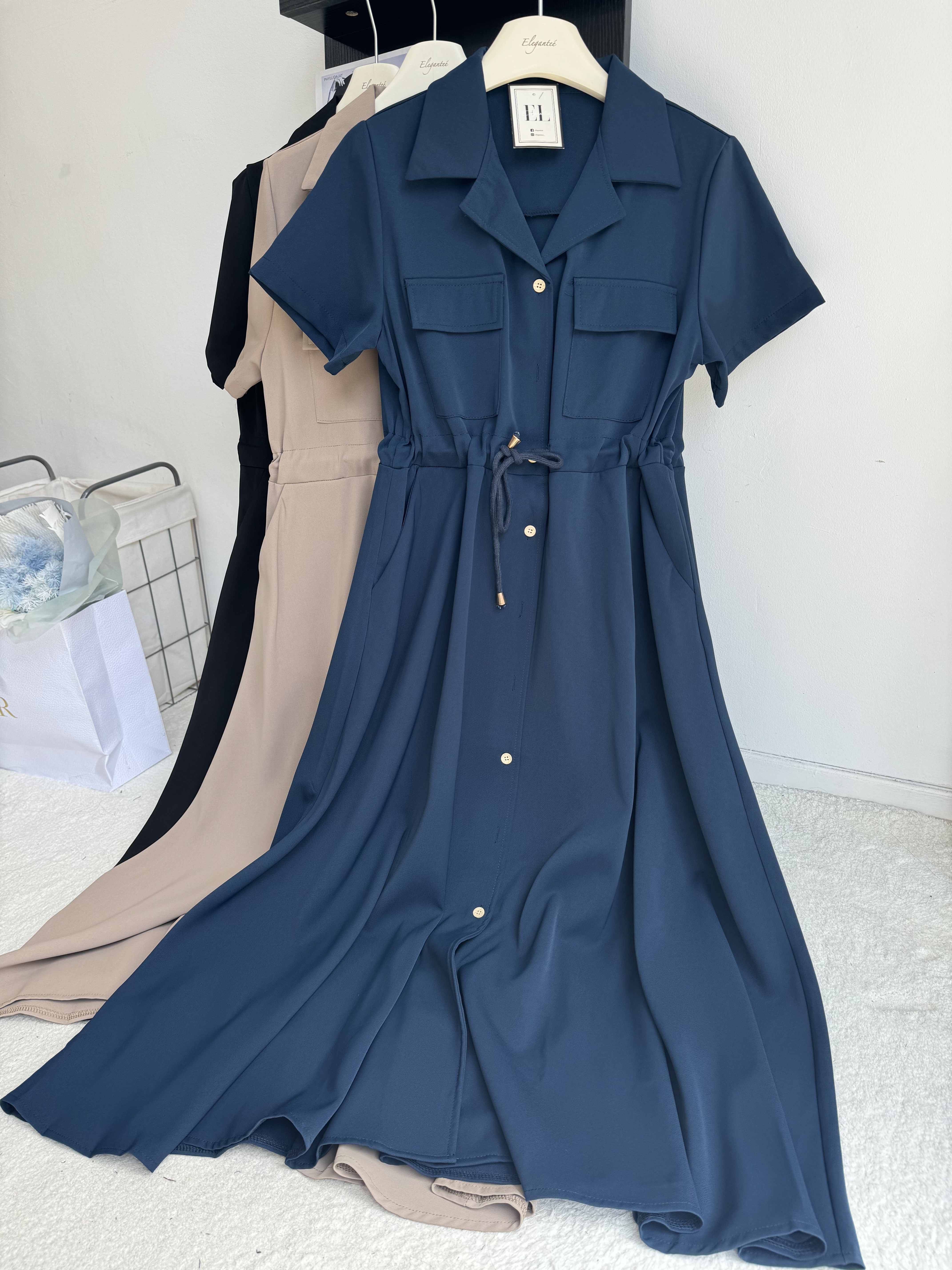 工装收腰连身裙