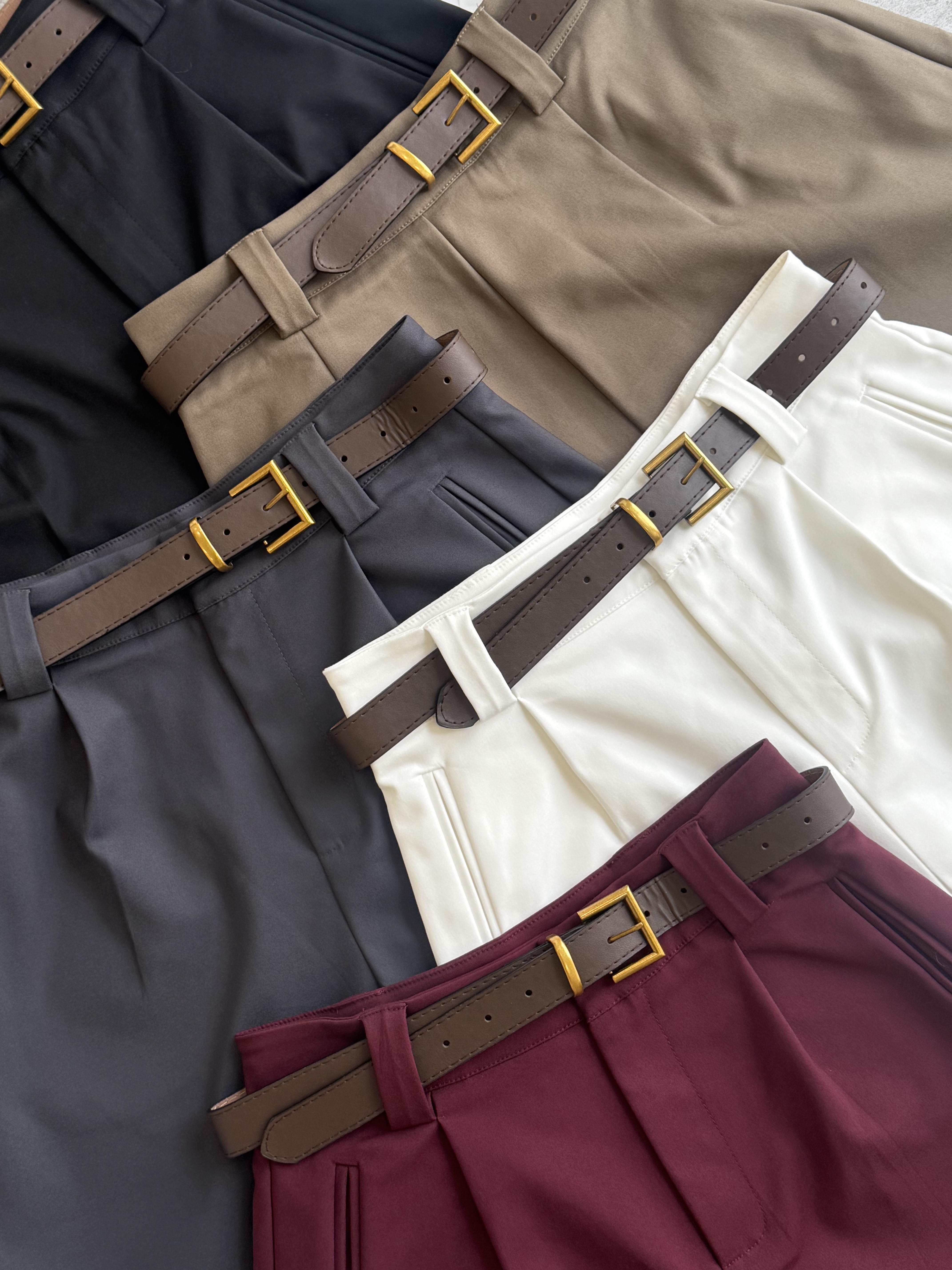 NEW直线口袋哑面4分裤（腰带）