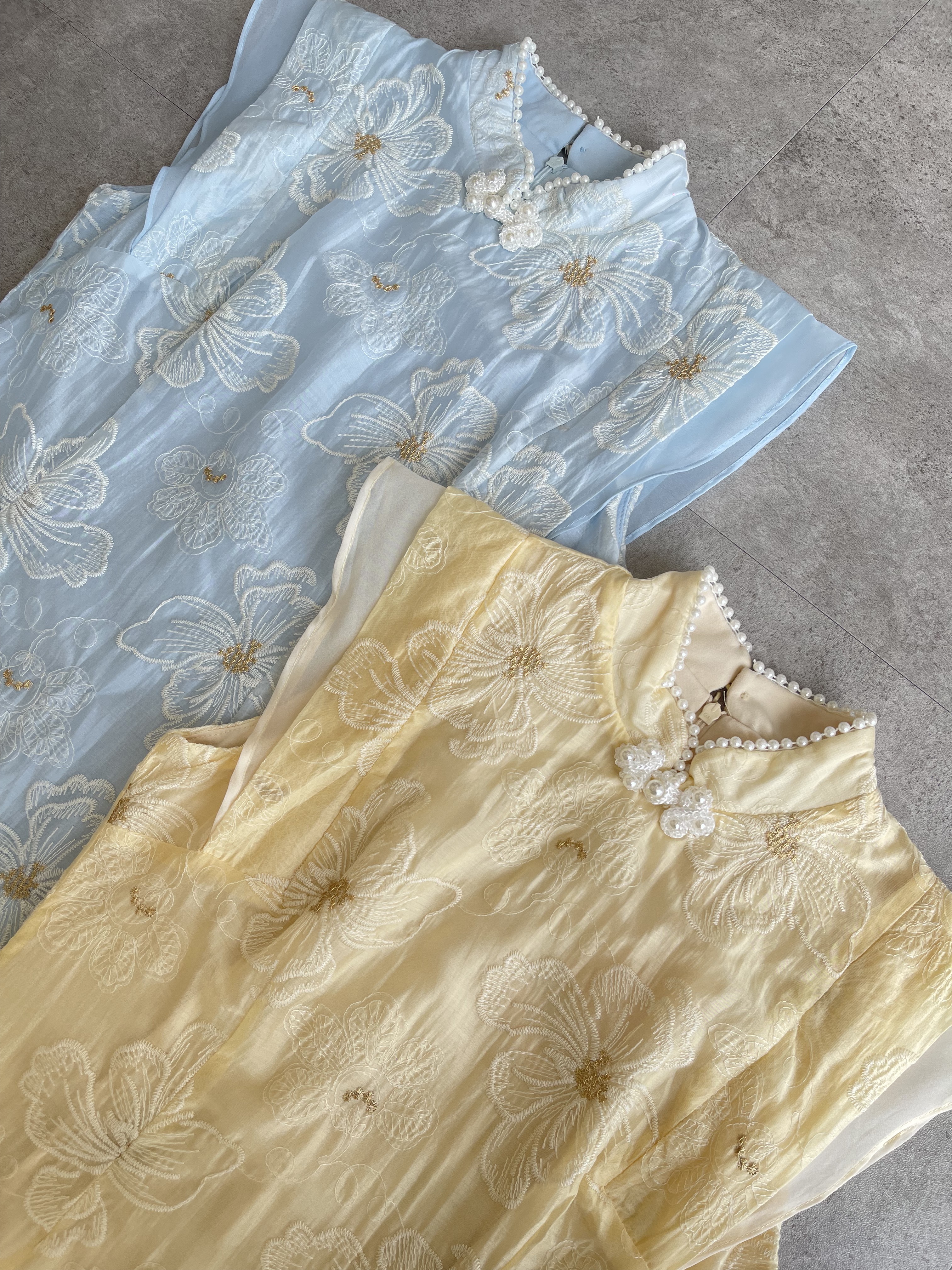 《新年》金丝大花复古珍珠旗袍