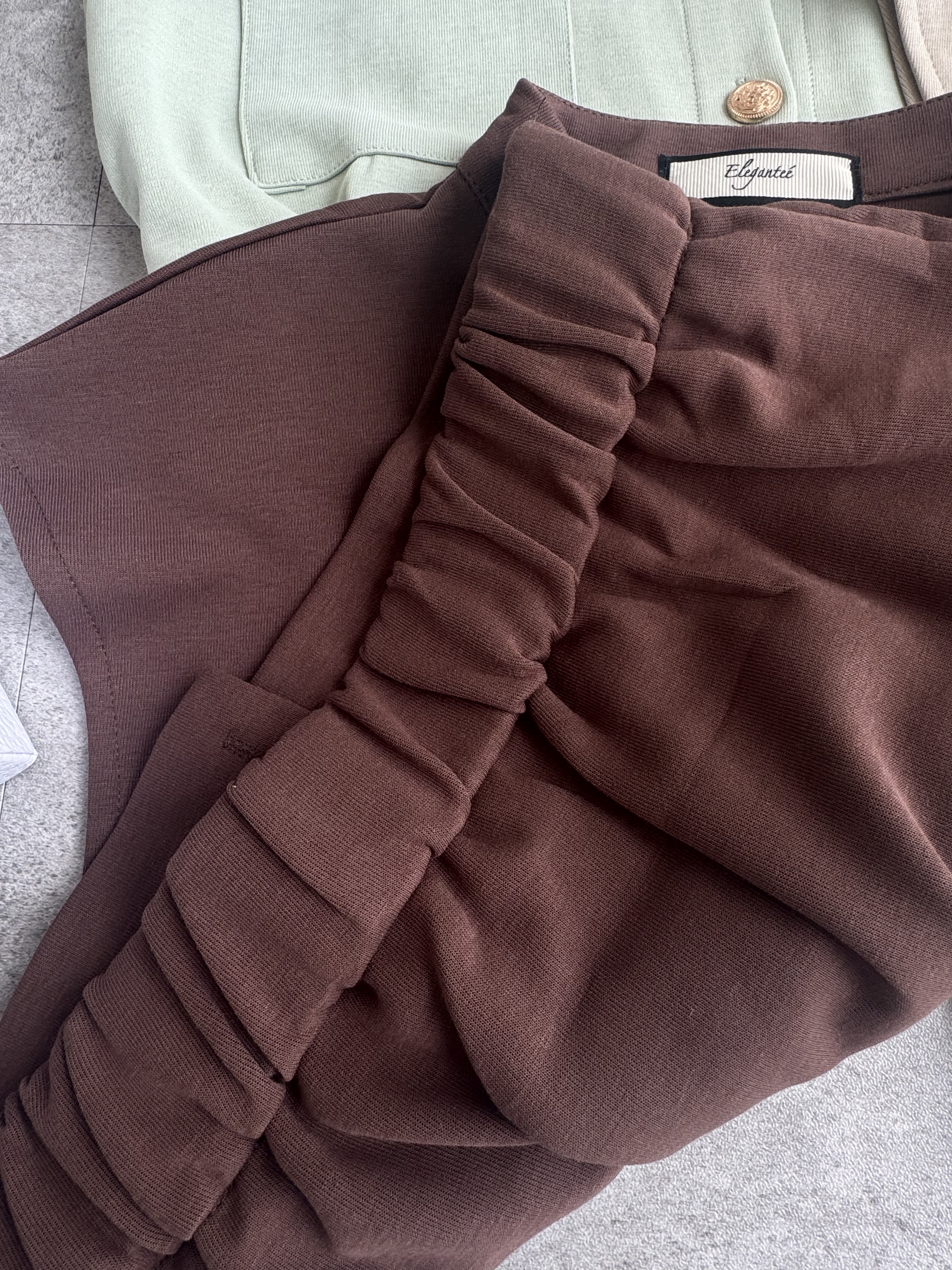 厚Cotton金扣弹性塑胶腰口袋上衣