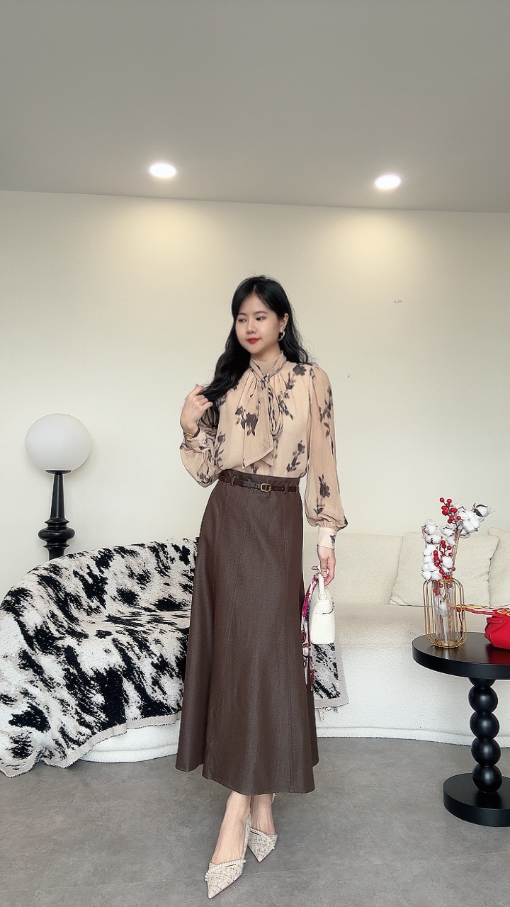 韩版高级牛仔鱼尾长裙-腰带