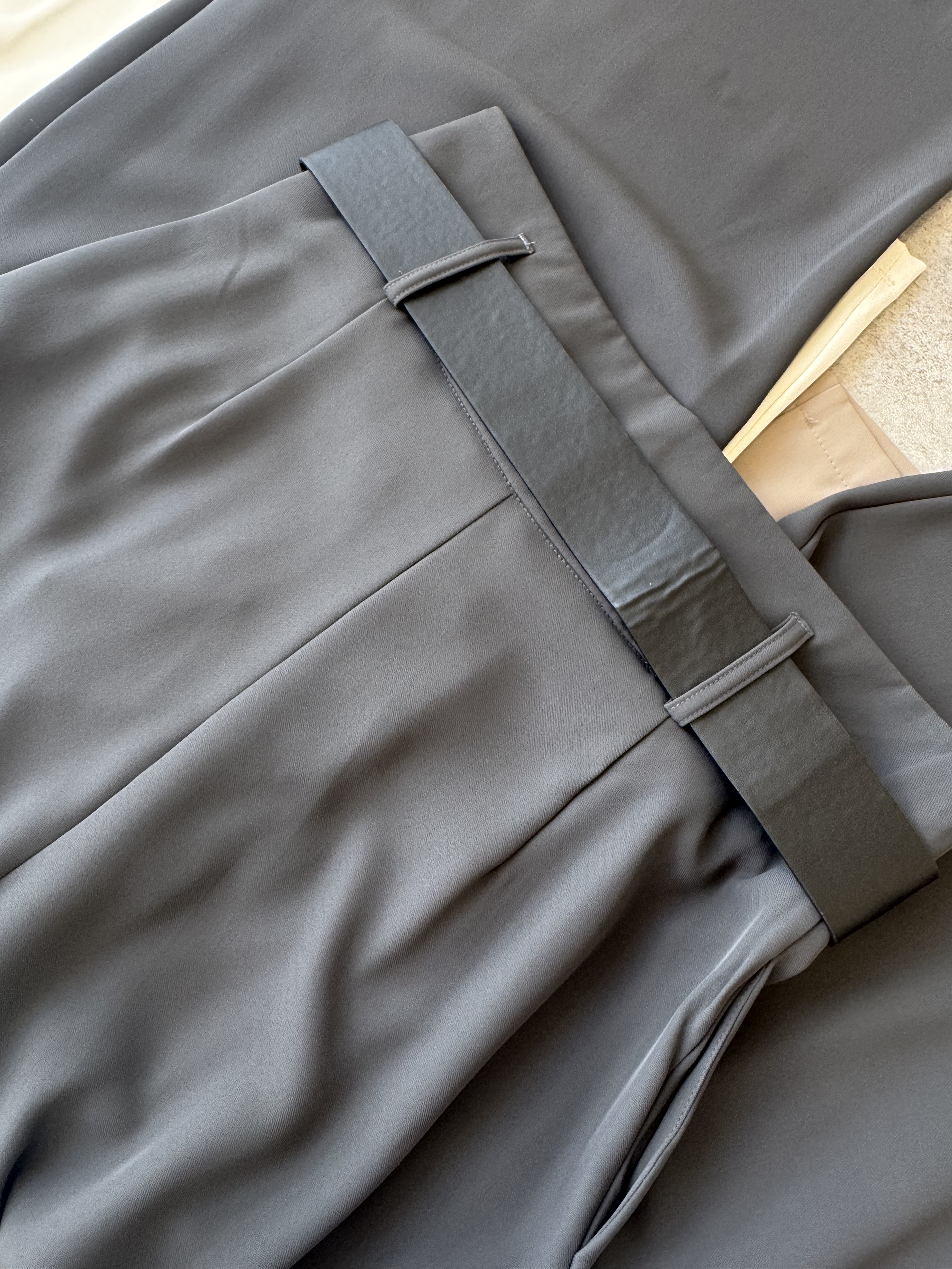 NEW滑垂厚金腰带高腰阔腿裤