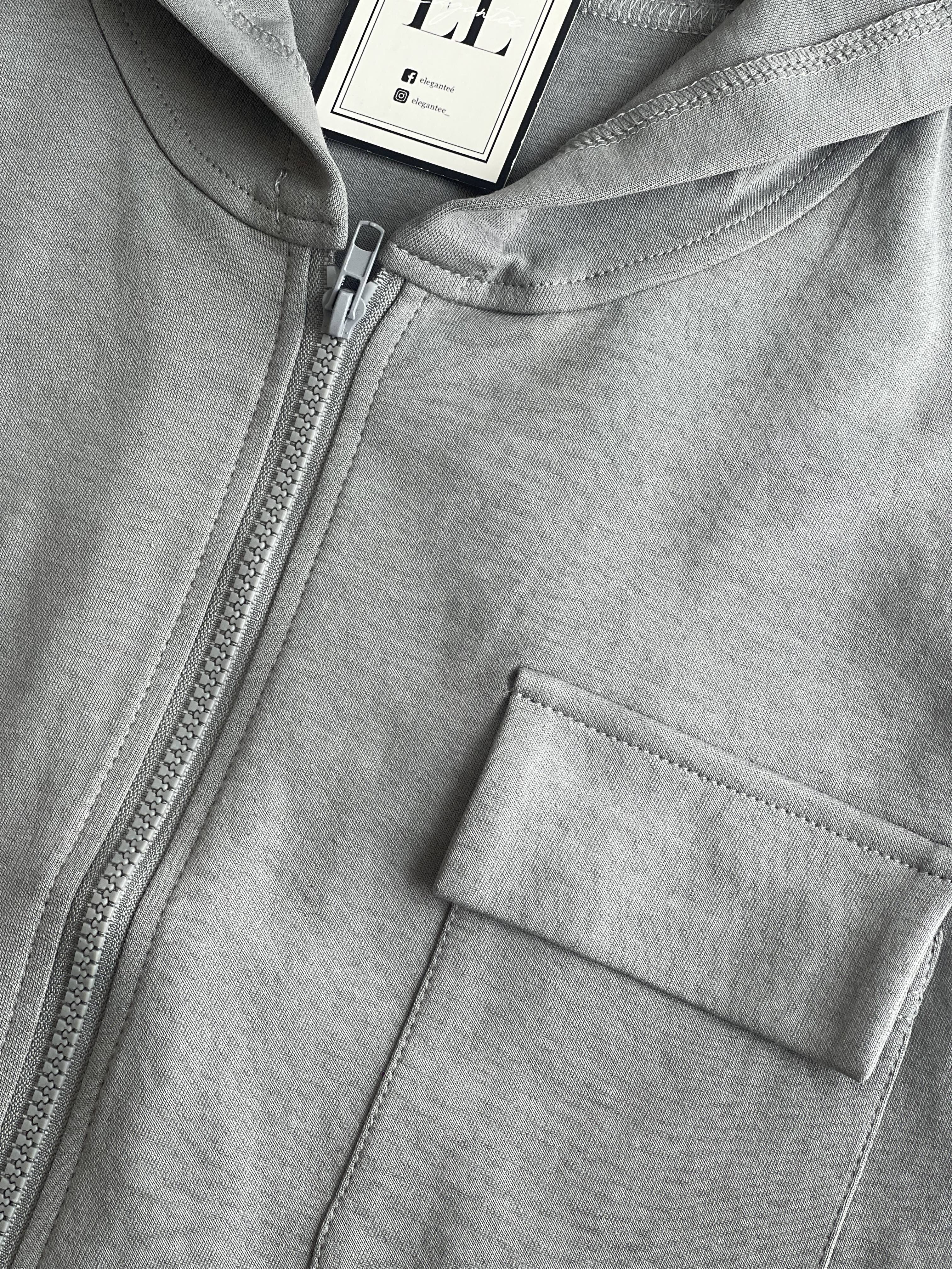 Sporty Zip Hoodie Skirt Set Wear