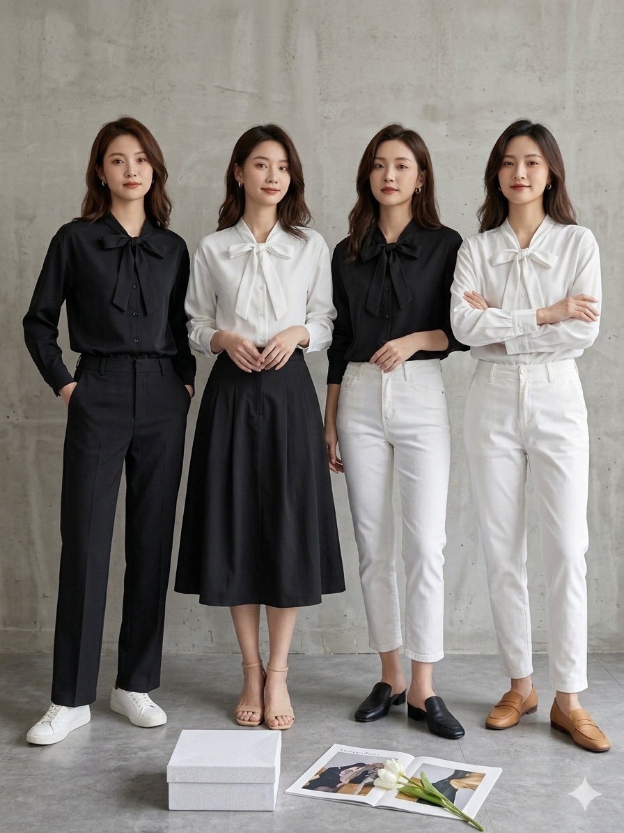 彩色线条蝴蝶结衬衫