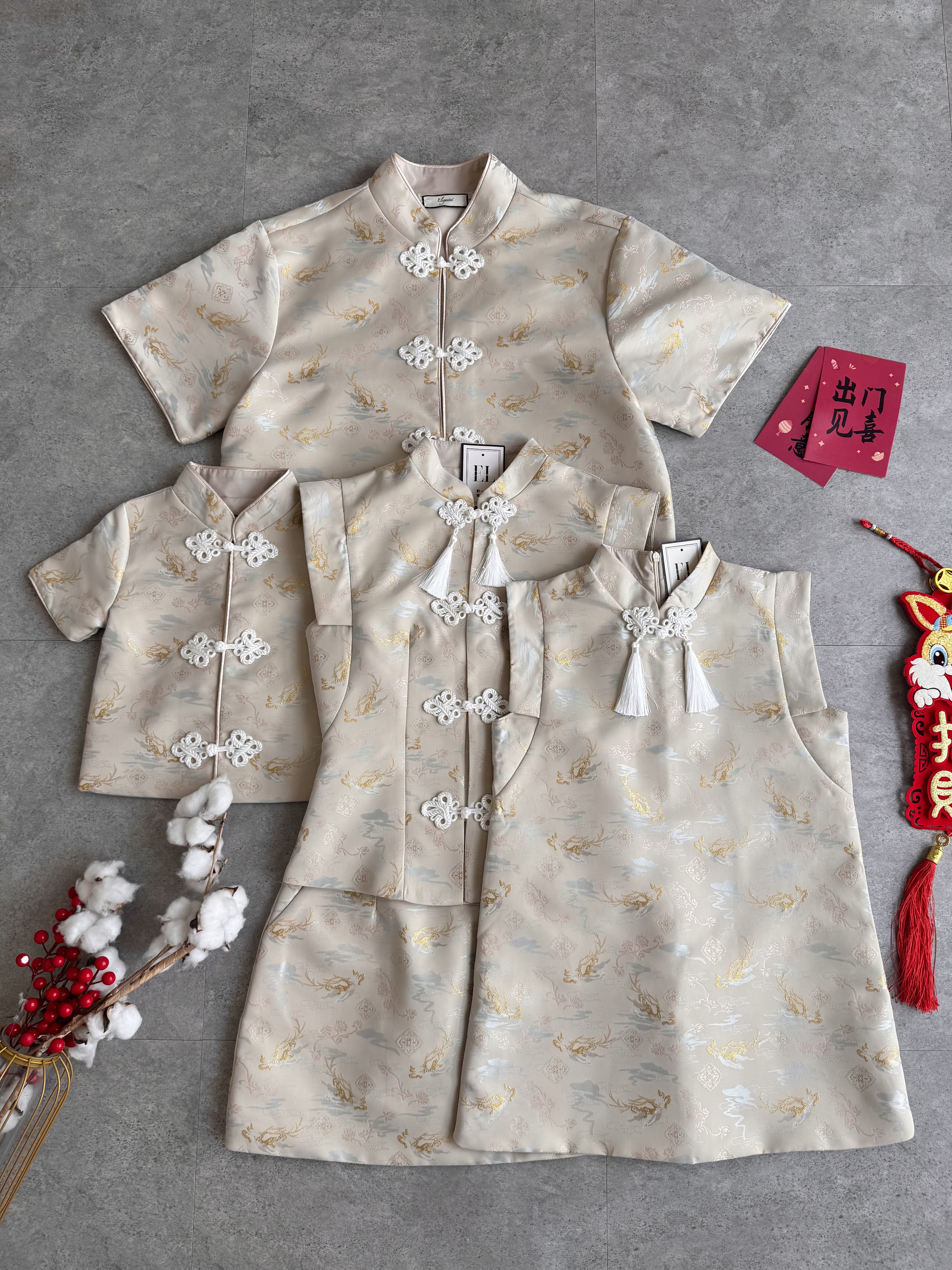 (BO-DEC)《亲子-女》仙境火云刺绣旗袍套装