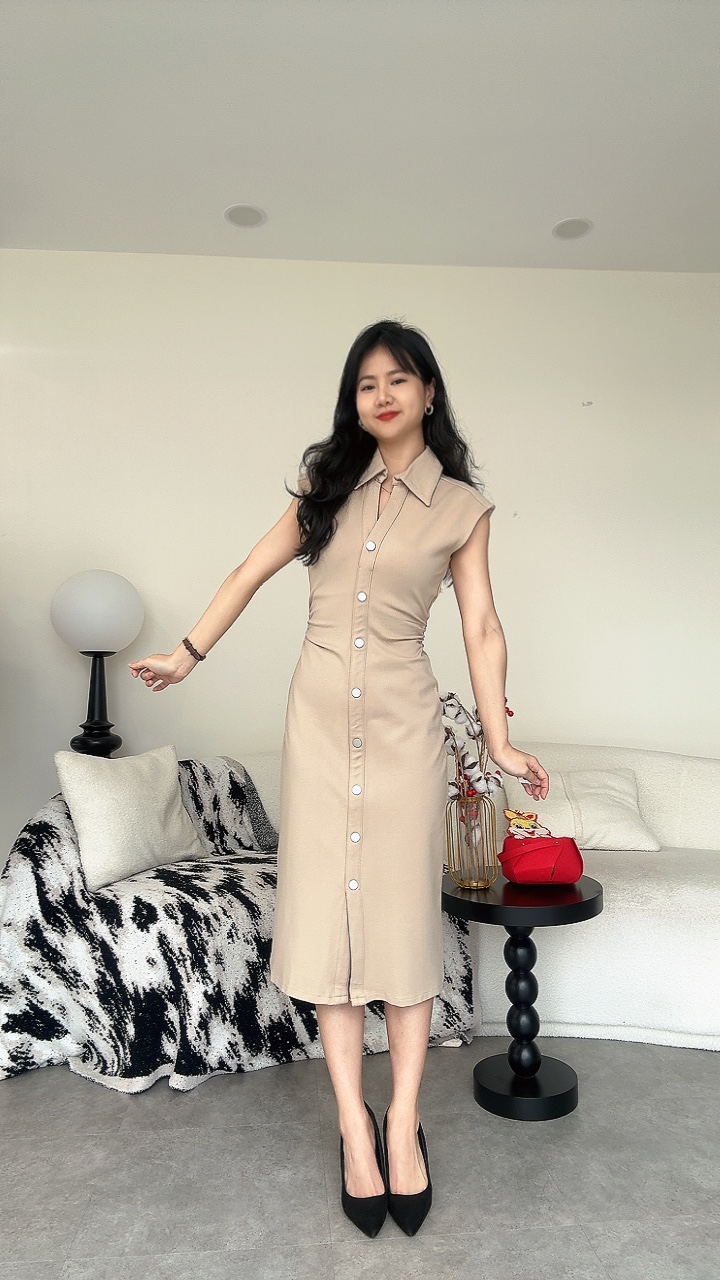 C袖收腰连身裙（罗马｜长版）