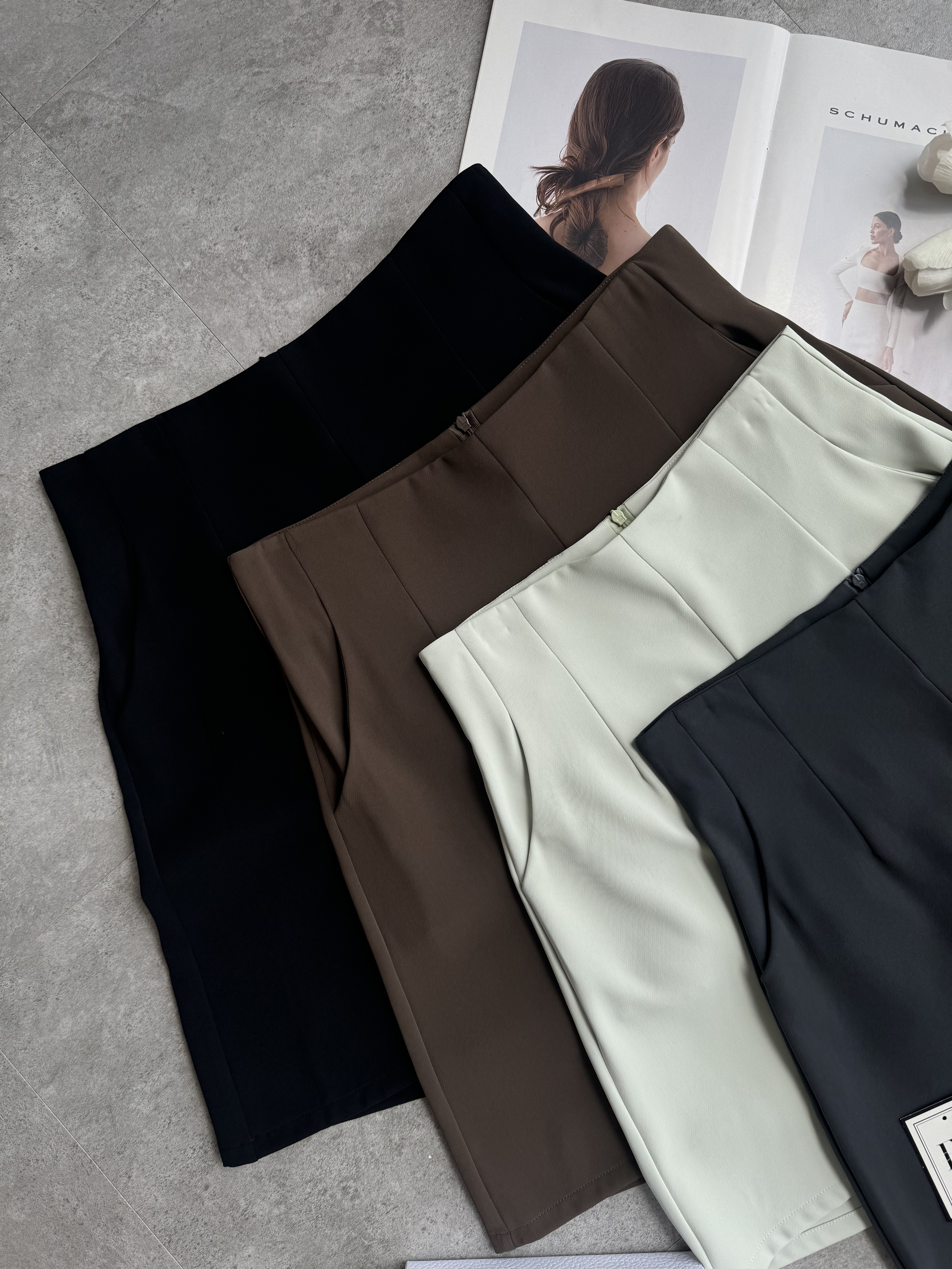 滑面收腰线4分裤