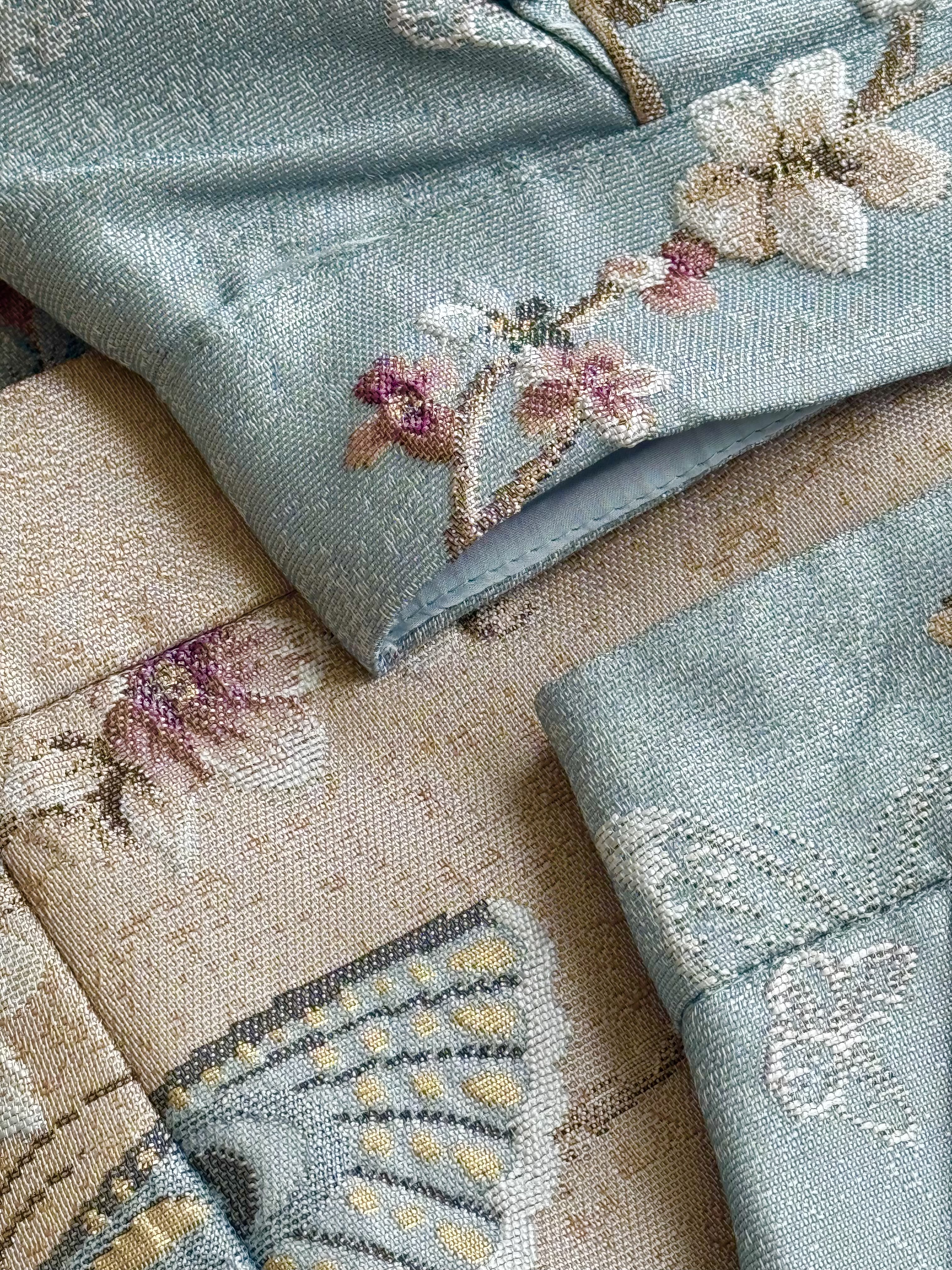 蝴蝶绣流苏直角袖旗袍套装