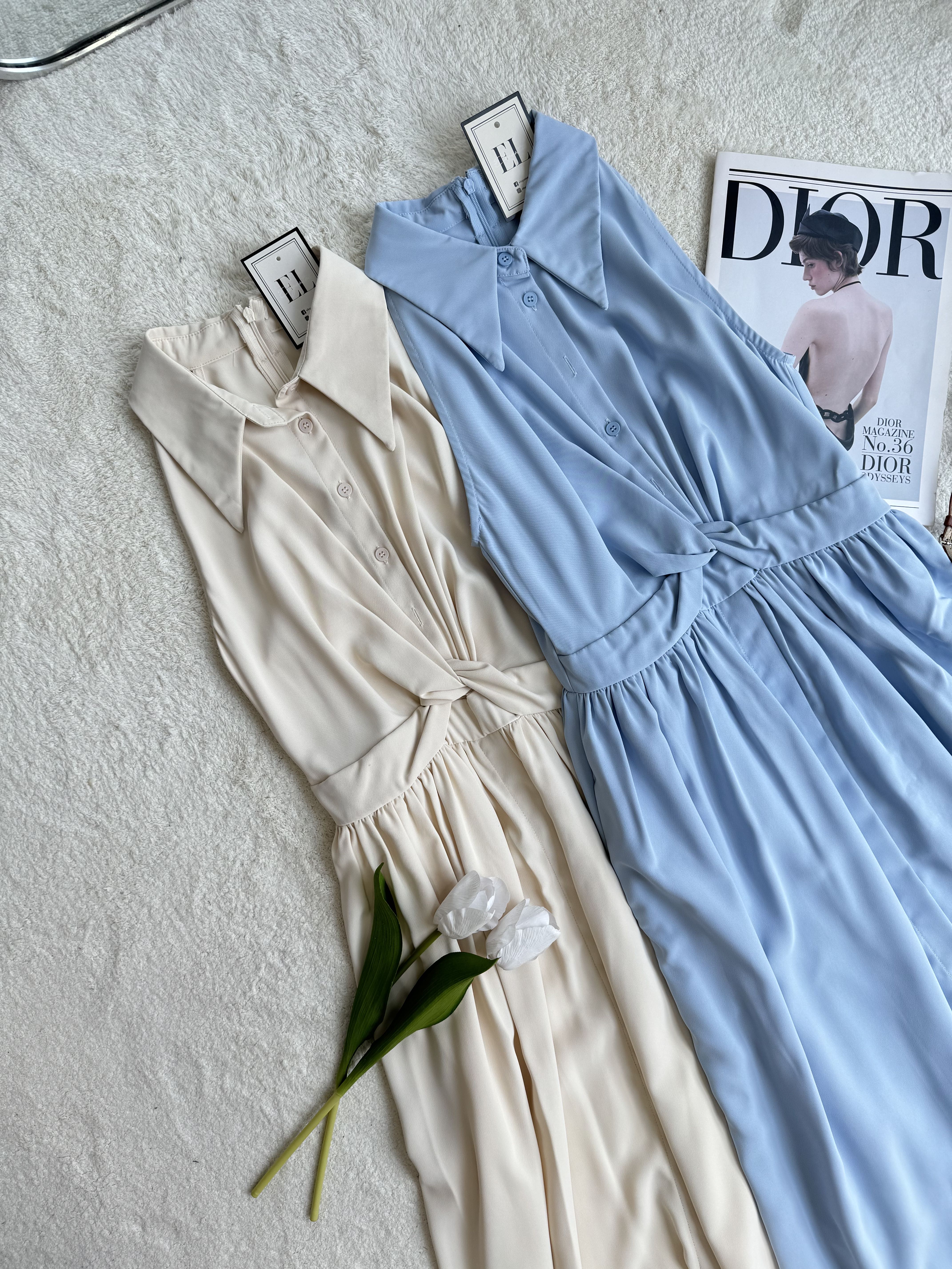 气质挂脖无袖连衣裙